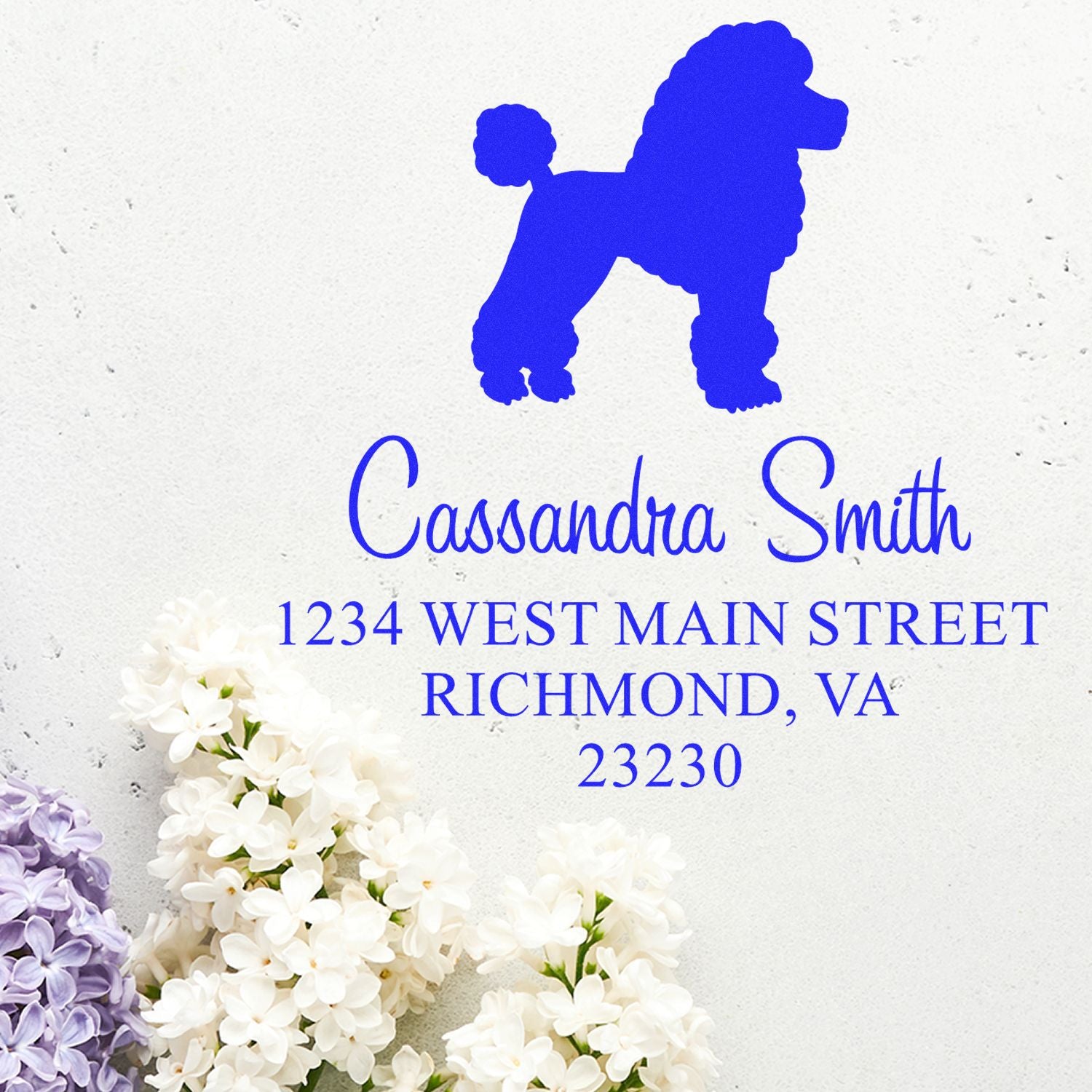 PSI Pre-Inked Poodle Handcrafted Home Address Stamper
