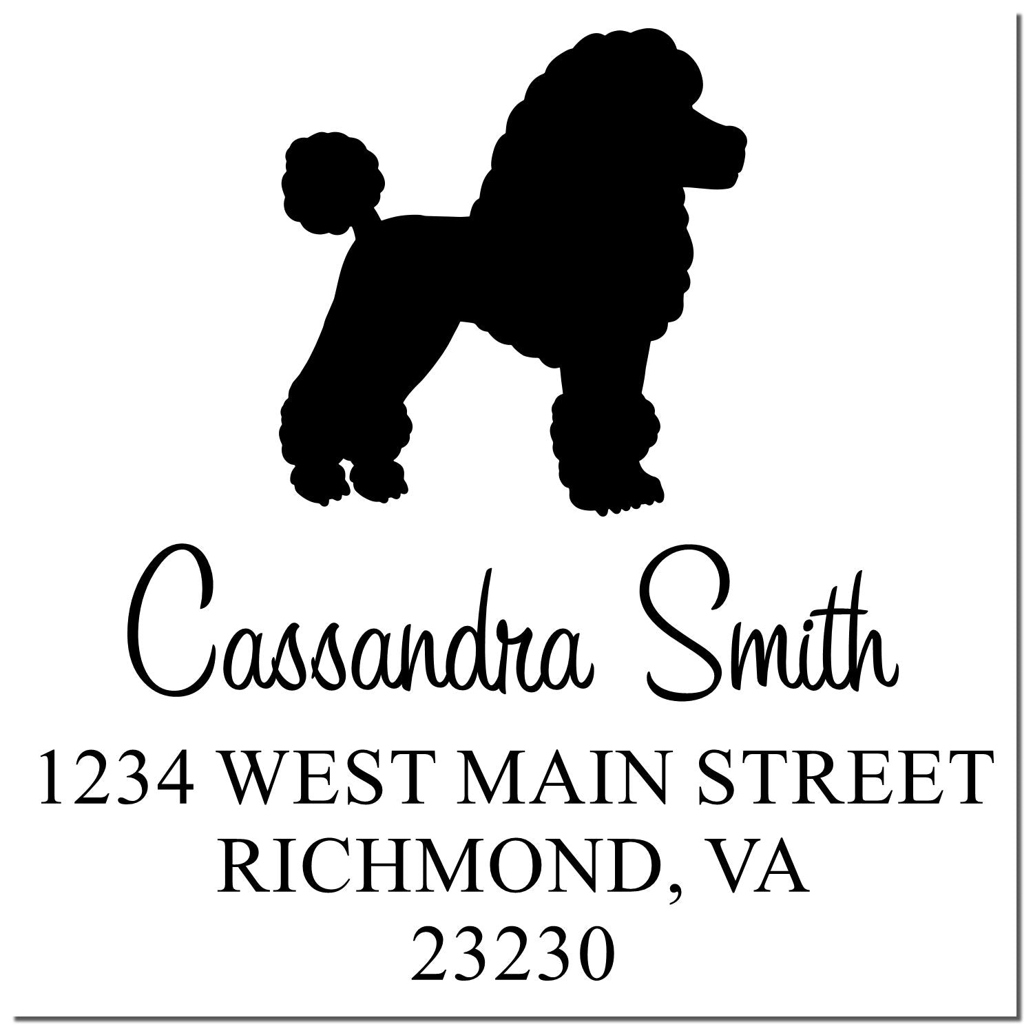 Slim Pre-Inked Poodle Personalizable Mailing Stamp for Envelopes