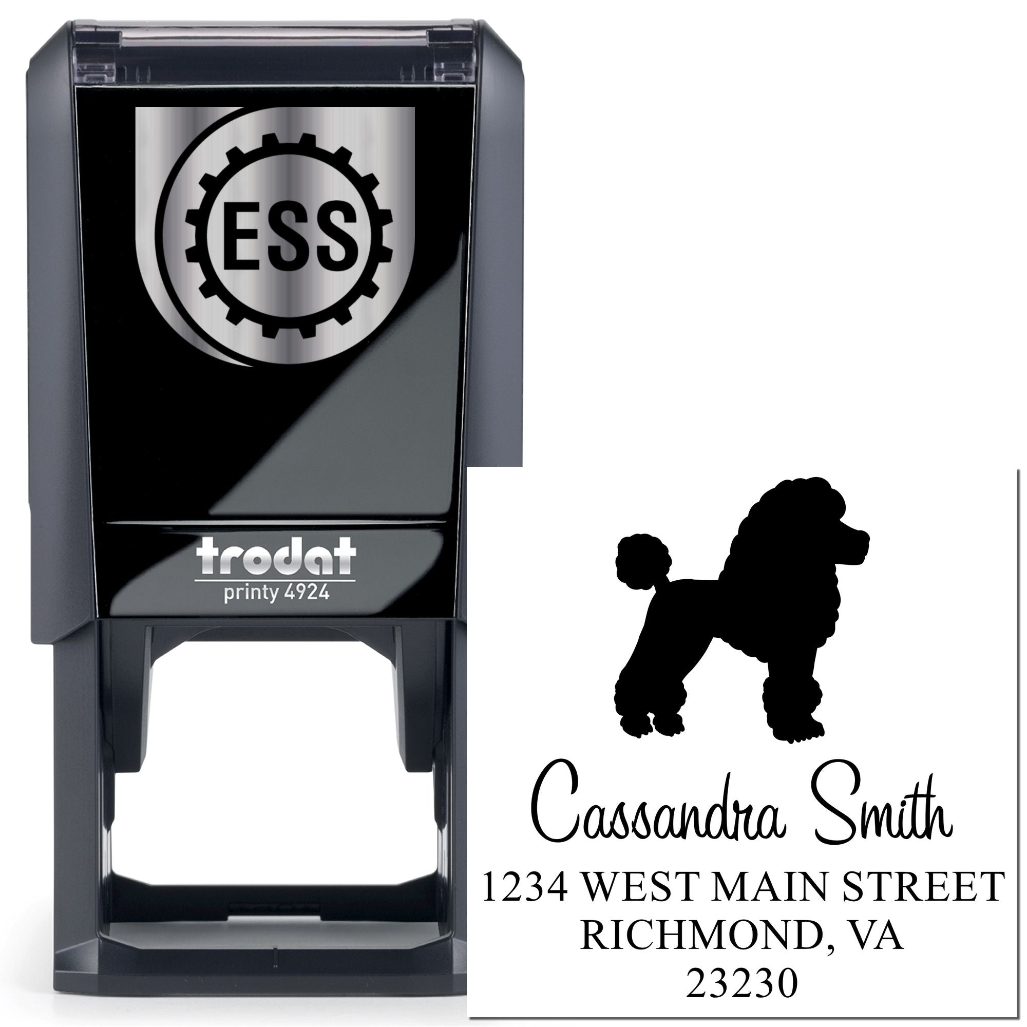 Self-Inking Poodle Customizable Name and Address Stamp