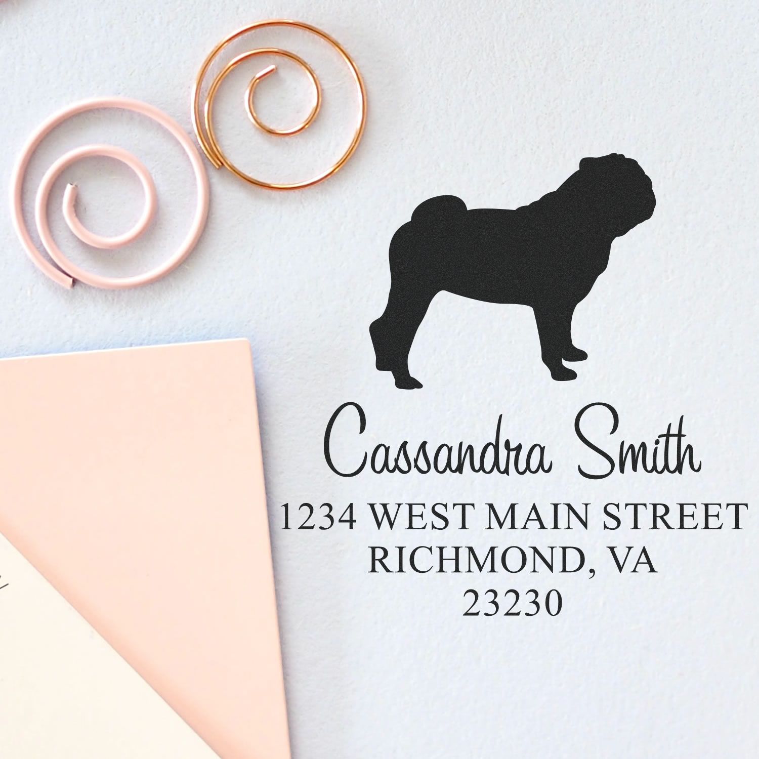 Slim Pre-Inked Pug Personalizable Mailing Stamper