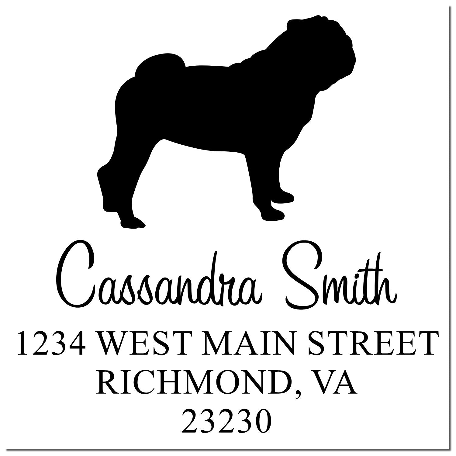 Slim Pre-Inked Pug Personalizable Mailing Stamper