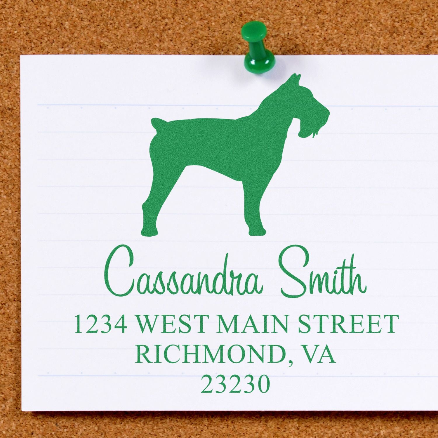 Wood Handle Schnauzer Custom Address Label Rubber Stamp