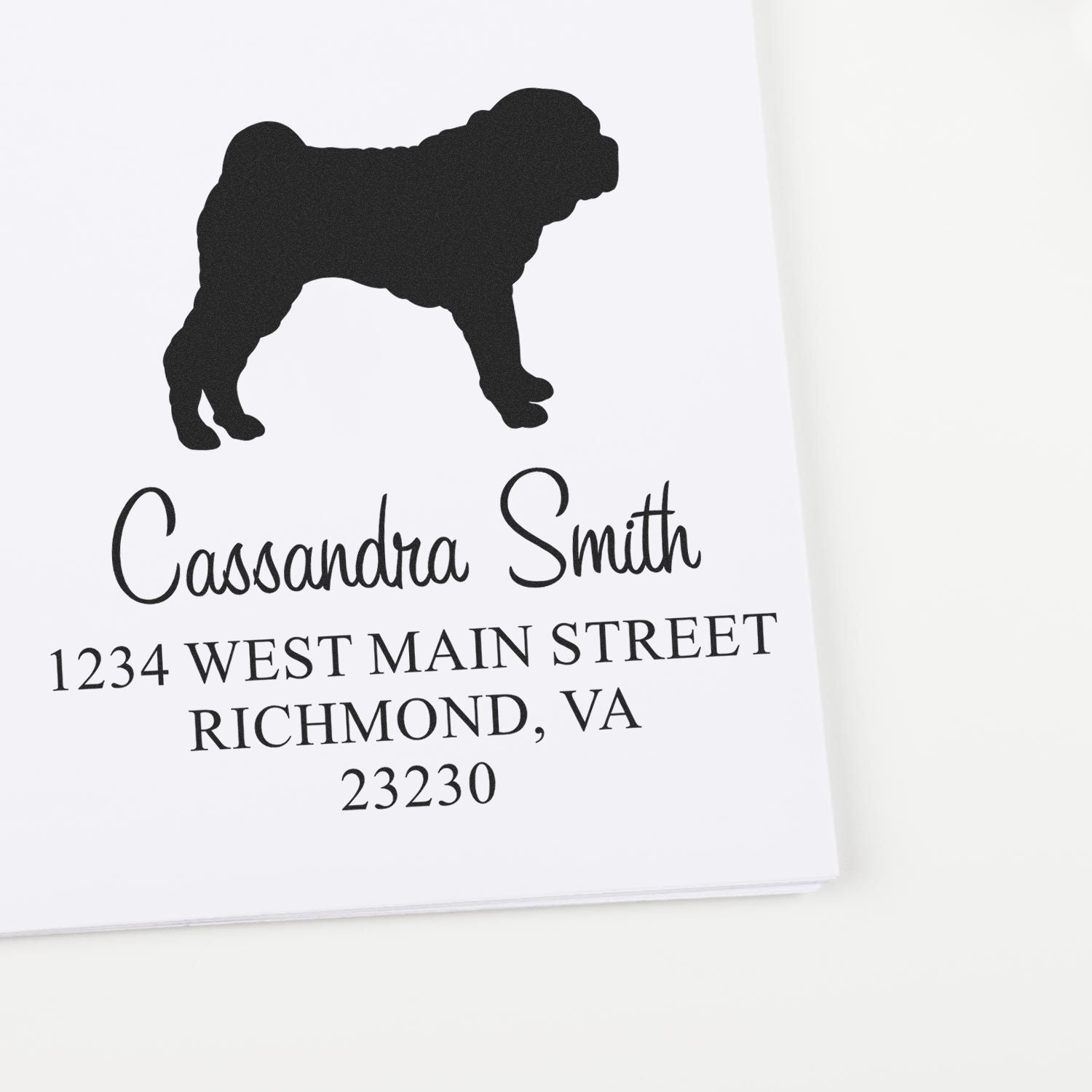 Wood Handle Shar Pei Custom Address Label Rubber Stamp