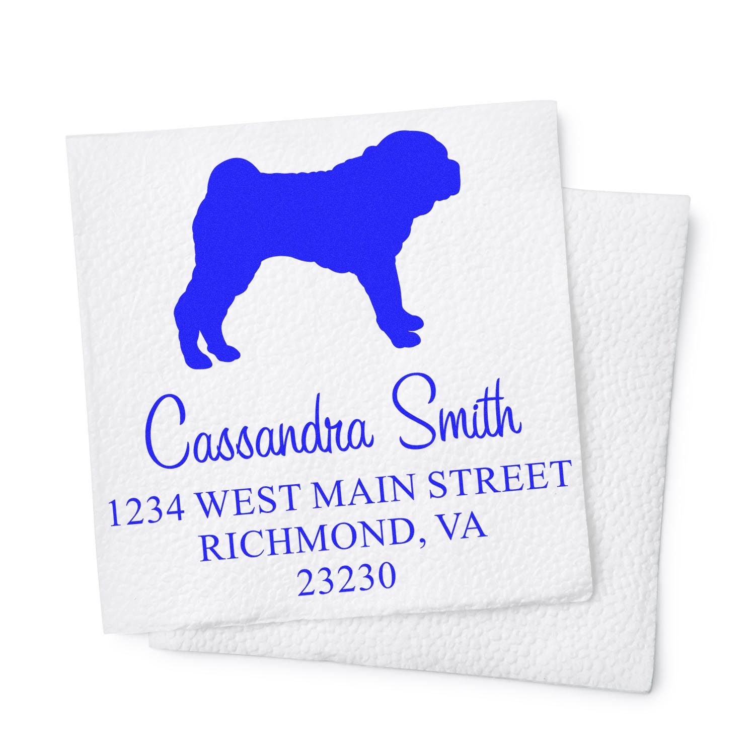 Wood Handle Shar Pei Custom Address Label Rubber Stamp