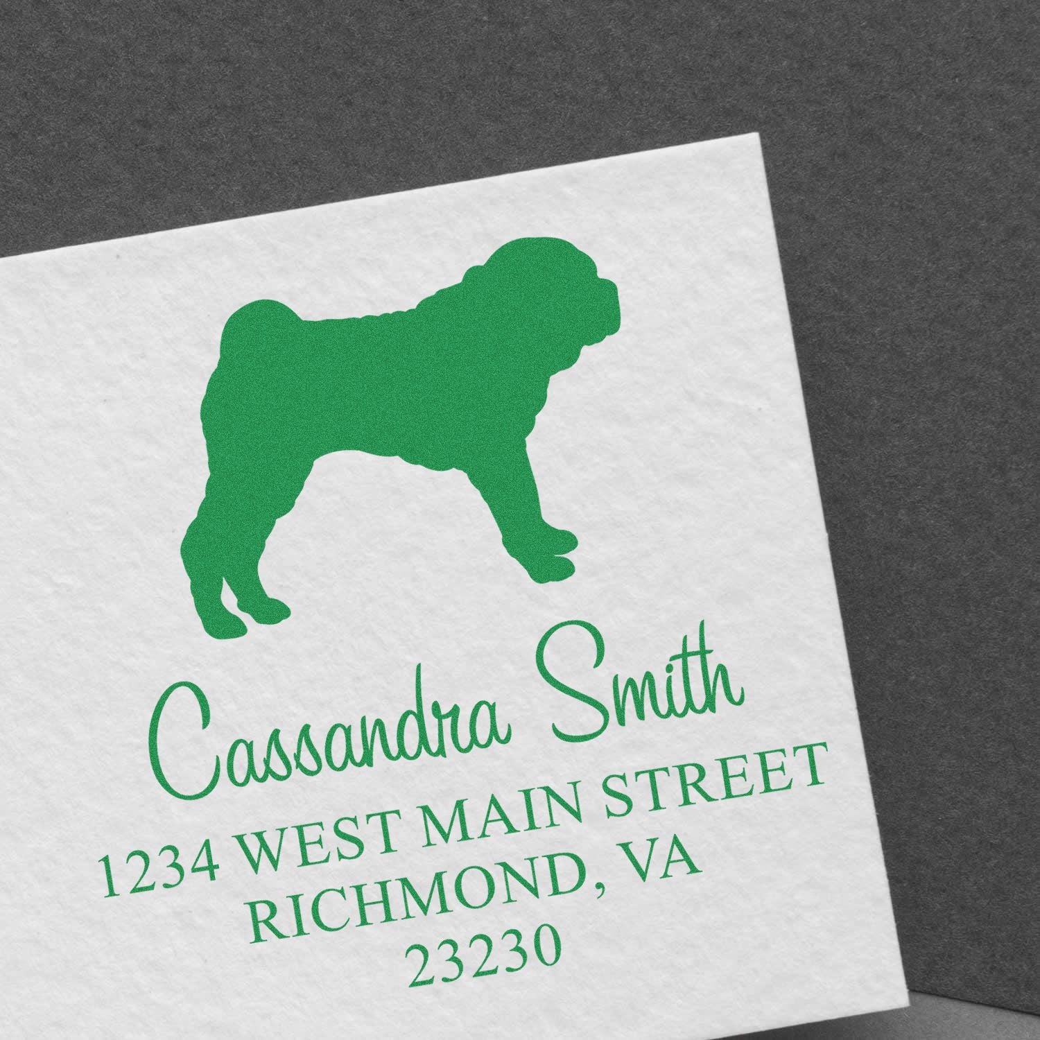 Wood Handle Shar Pei Custom Address Label Rubber Stamp