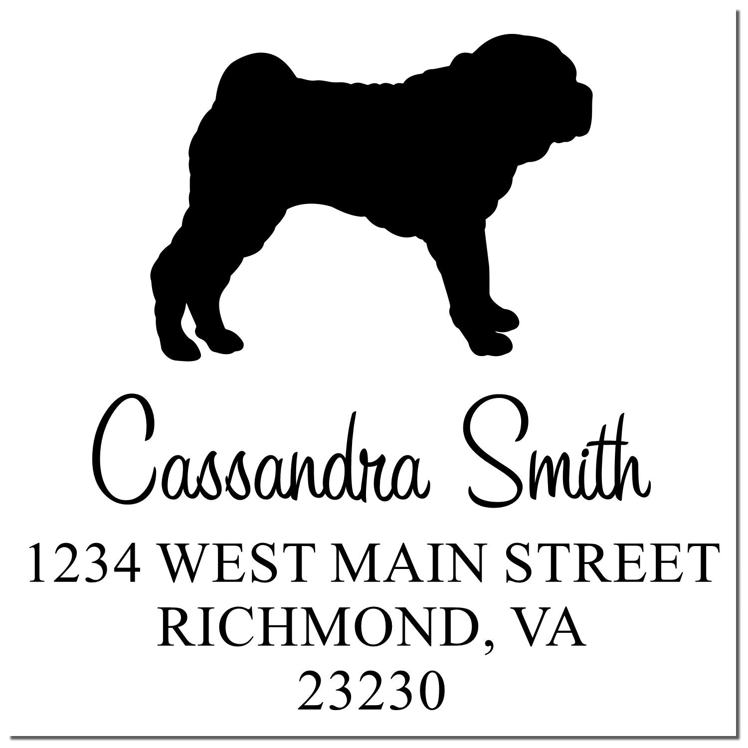 Wood Handle Shar Pei Custom Address Label Rubber Stamp