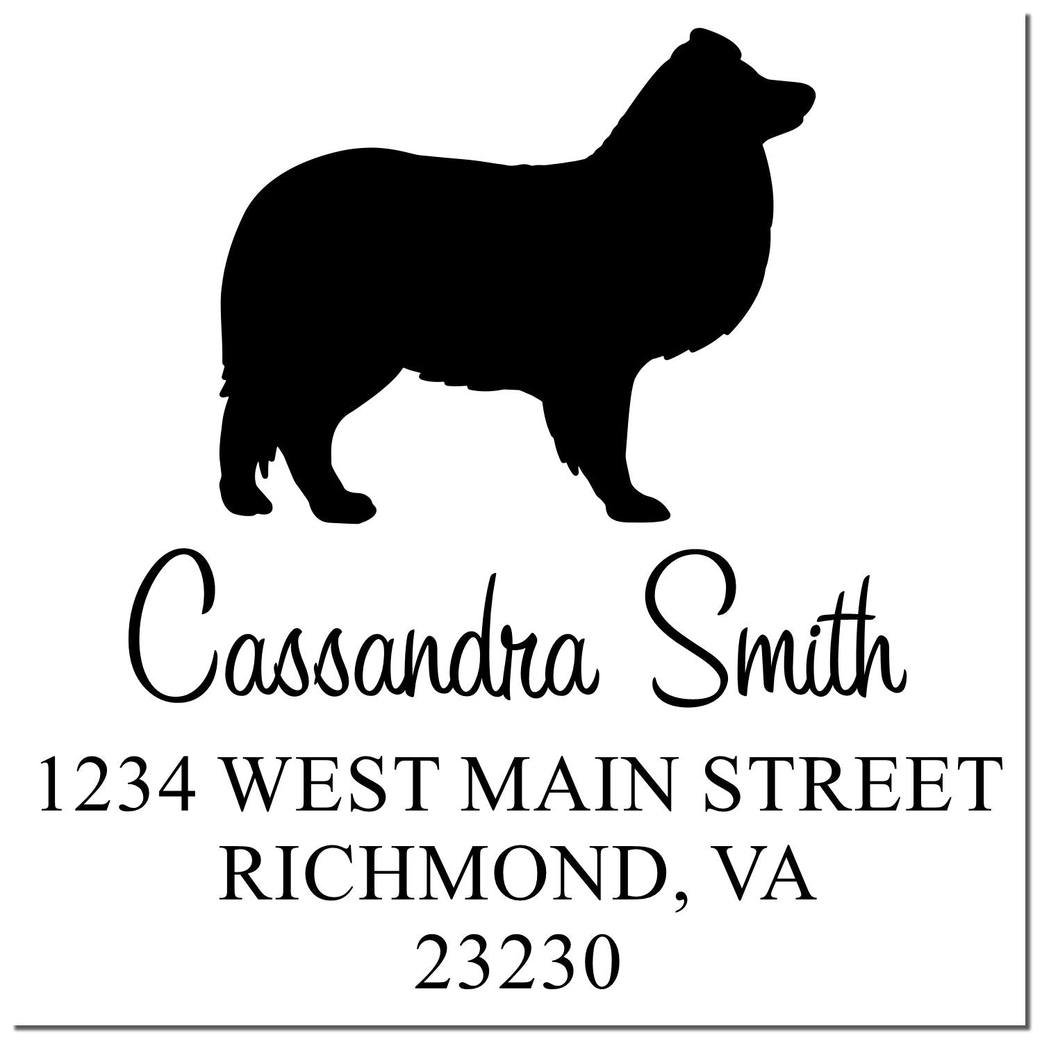 Wood Handle Shetland Sheepdog Custom Address Label Stamp