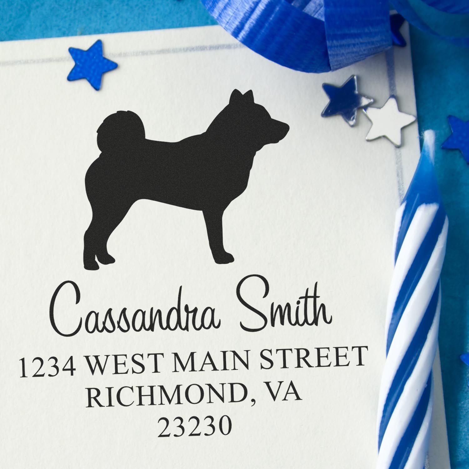 Wood Handle Shiba Inu Custom Address Label Stamp