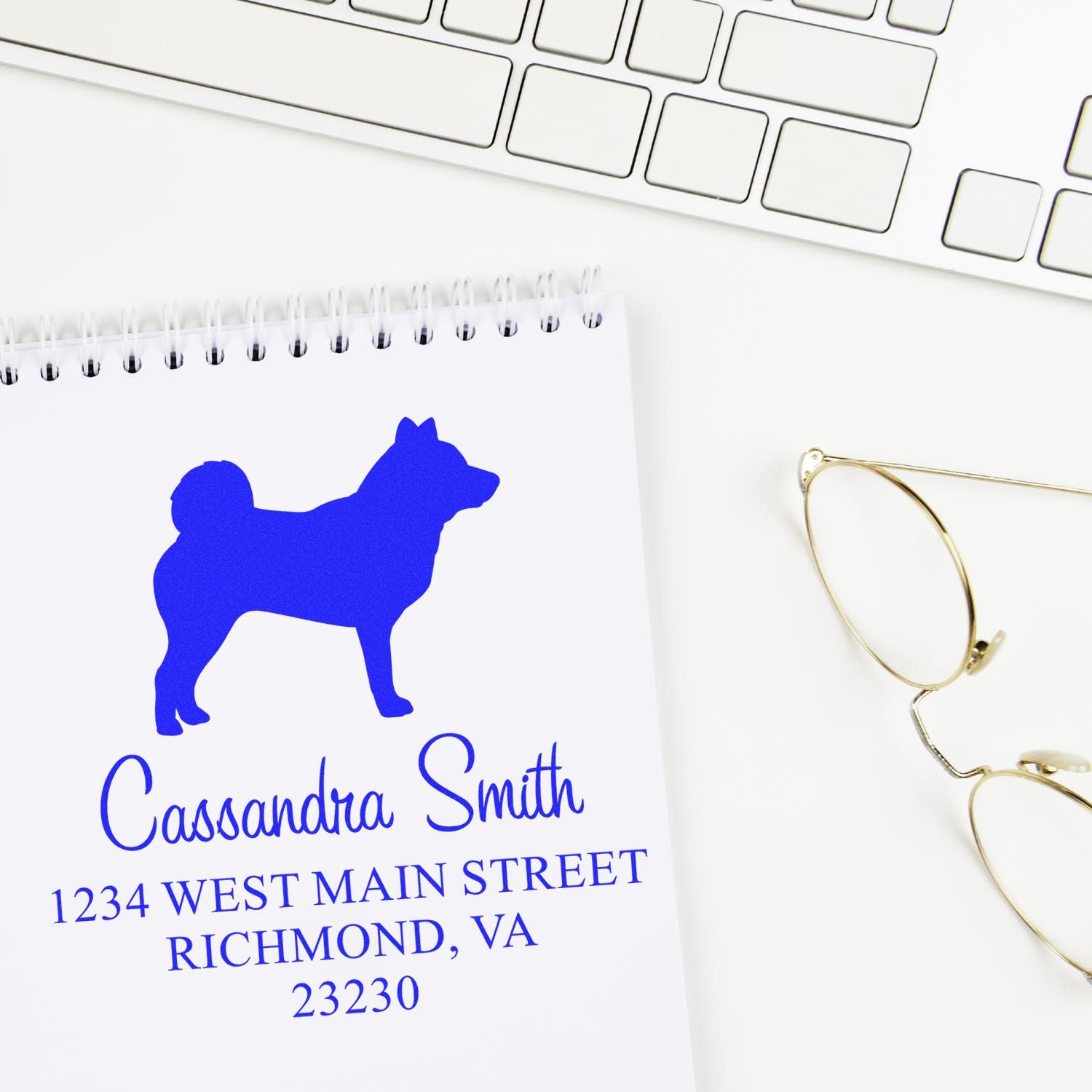 Wood Handle Shiba Inu Custom Address Label Stamp