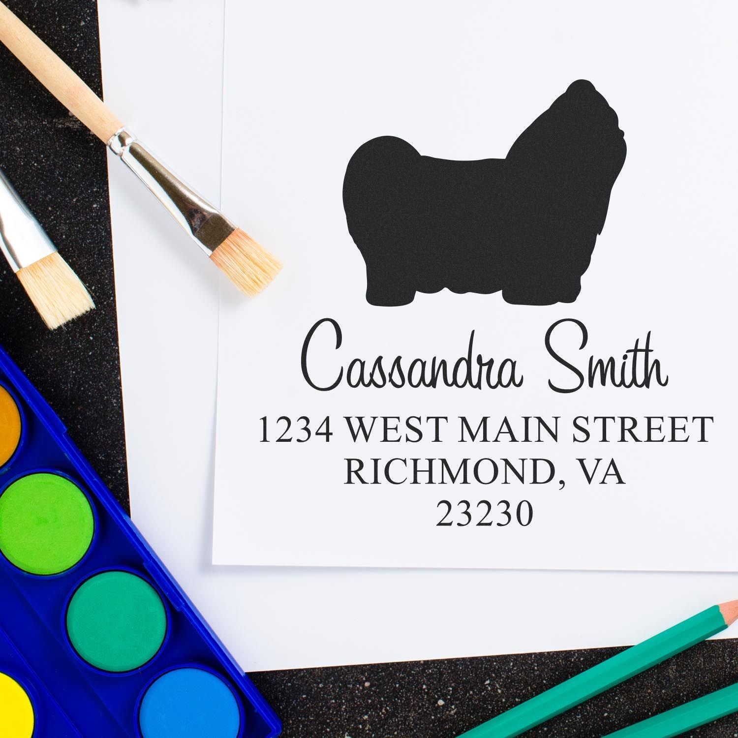 Self-Inking Shih Tzu Customizable New Address Stamp