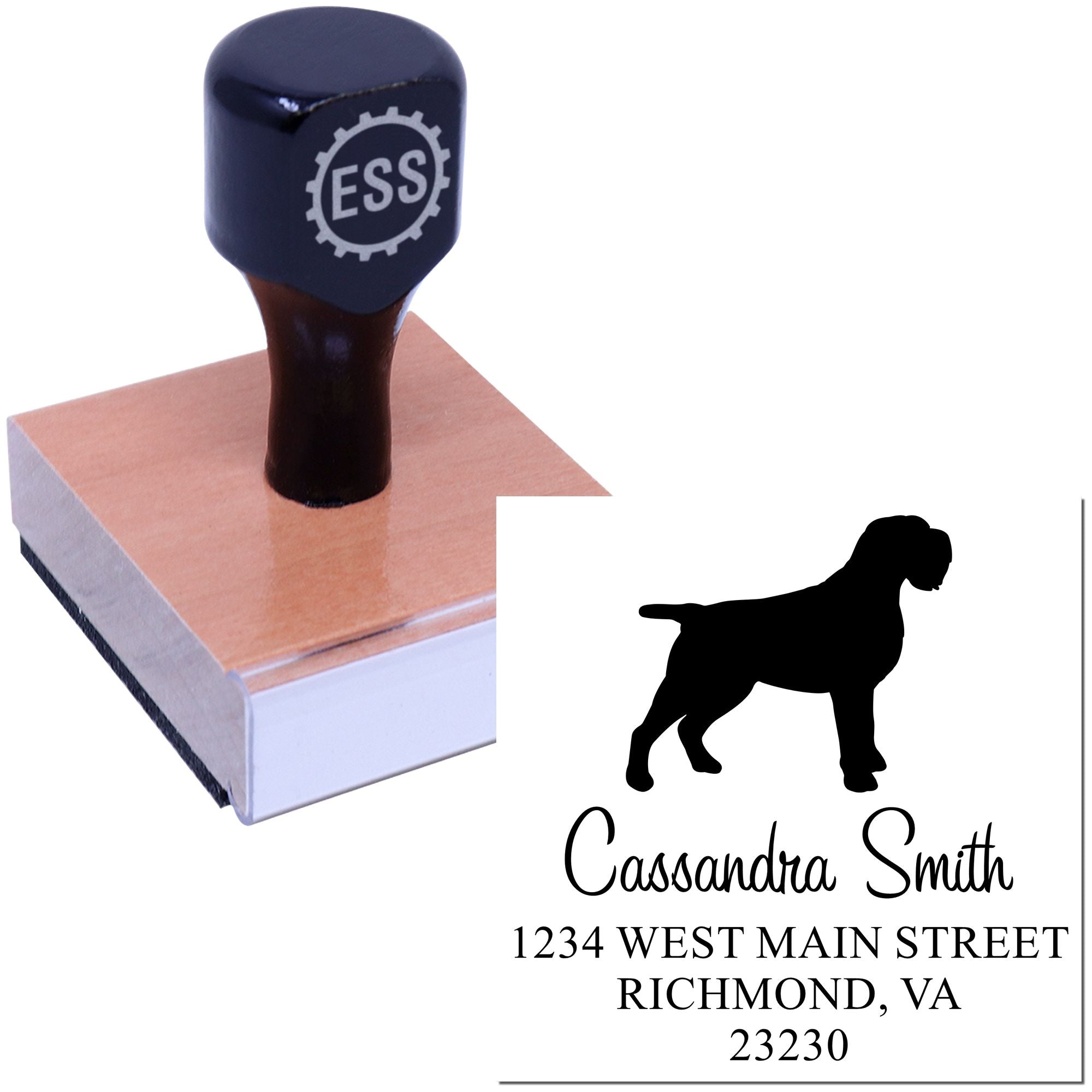 Wood Handle Wirehaired Pointing Griffon Custom Address Label Stamper