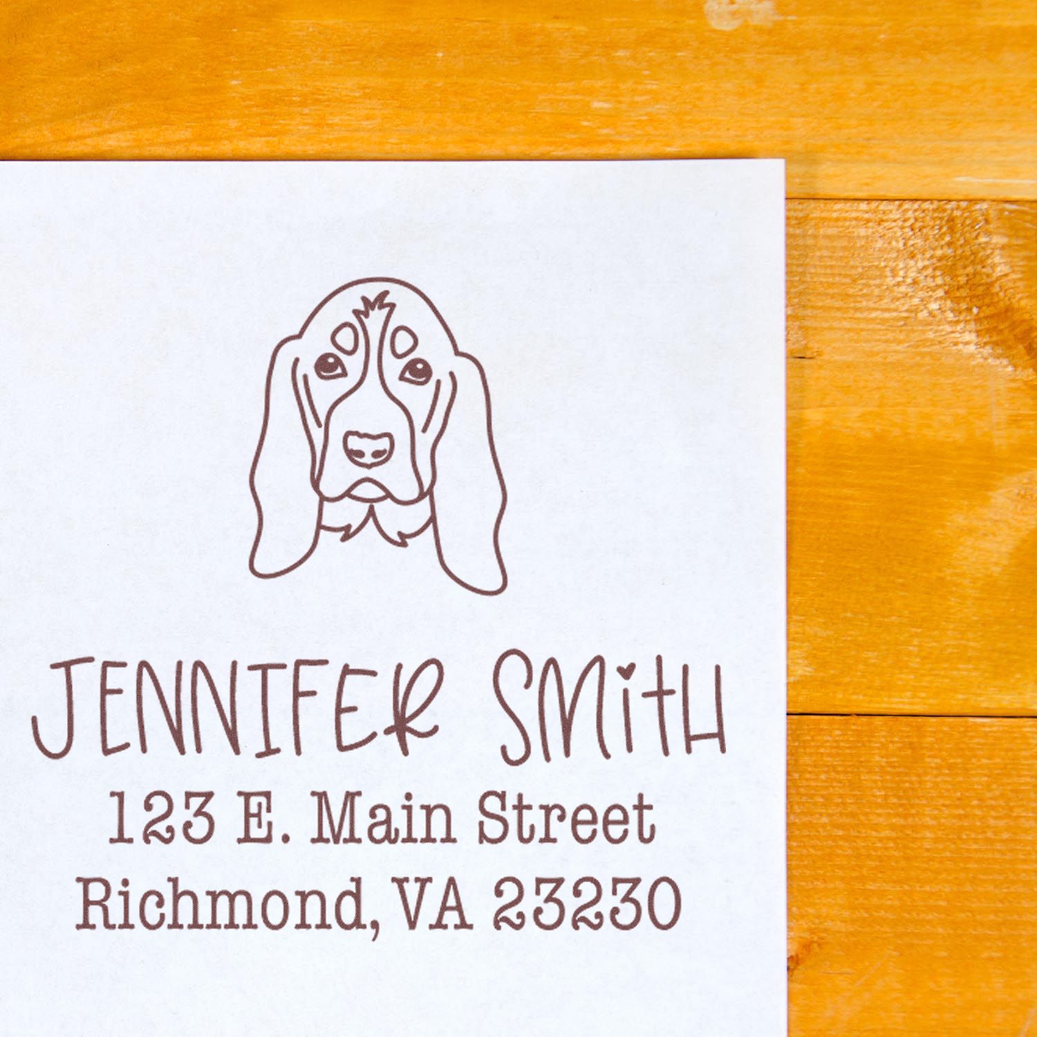 Wood Handle Basset Hound Custom Custom Return Address Stamp for Envelopes