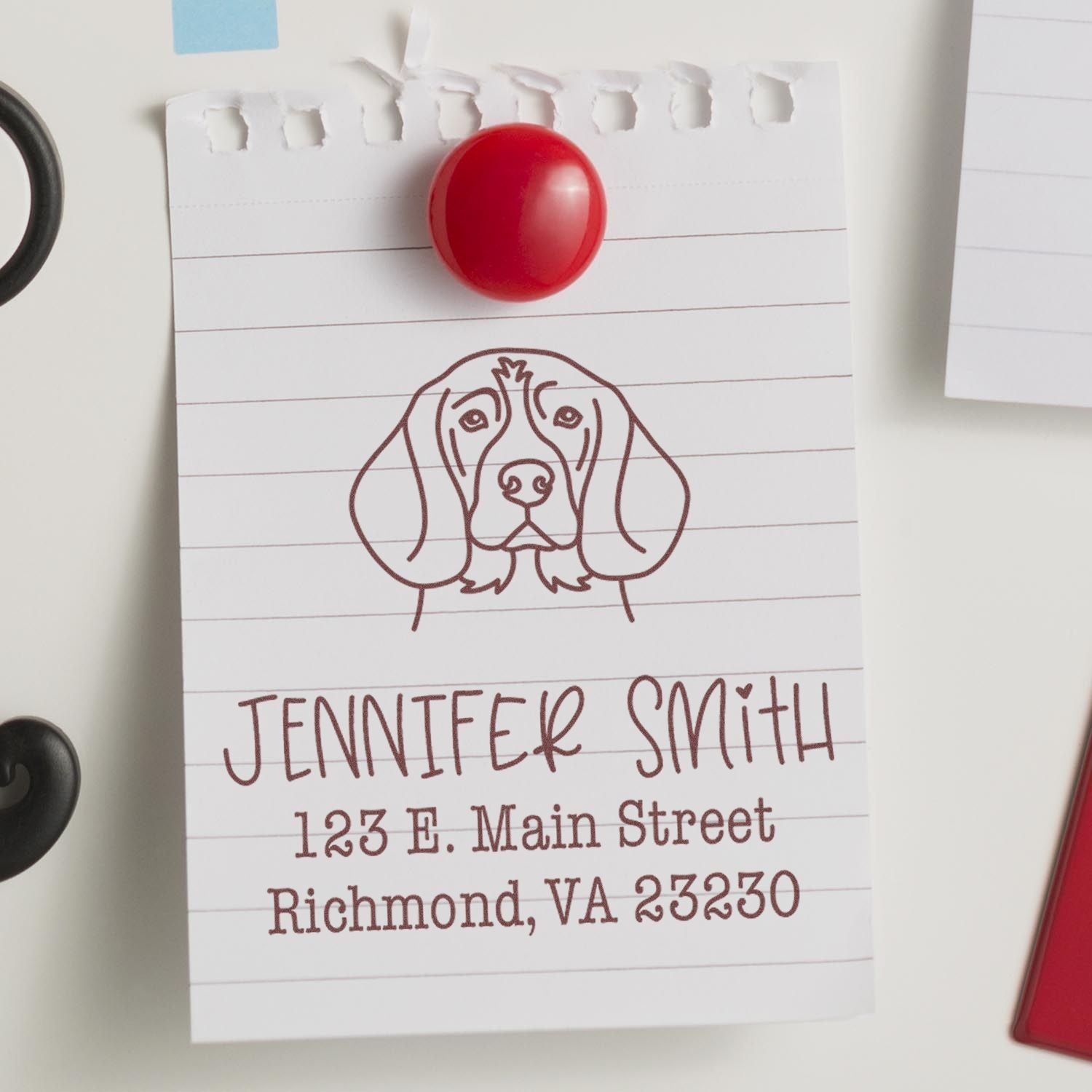 Slim Pre-Inked Beagle Personalized Stamp for Envelopes