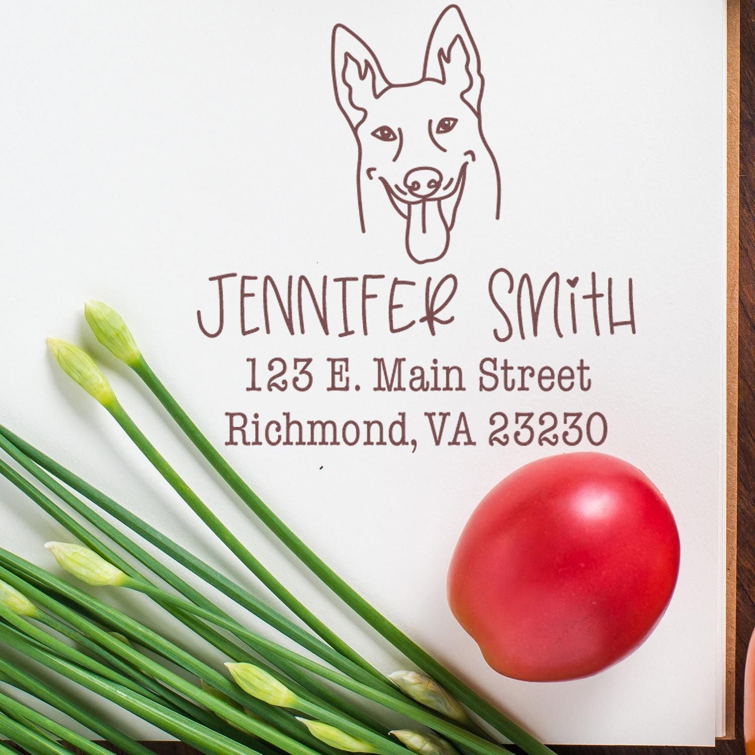 Wood Handle Belgian Malinois Custom Home Address Stamp