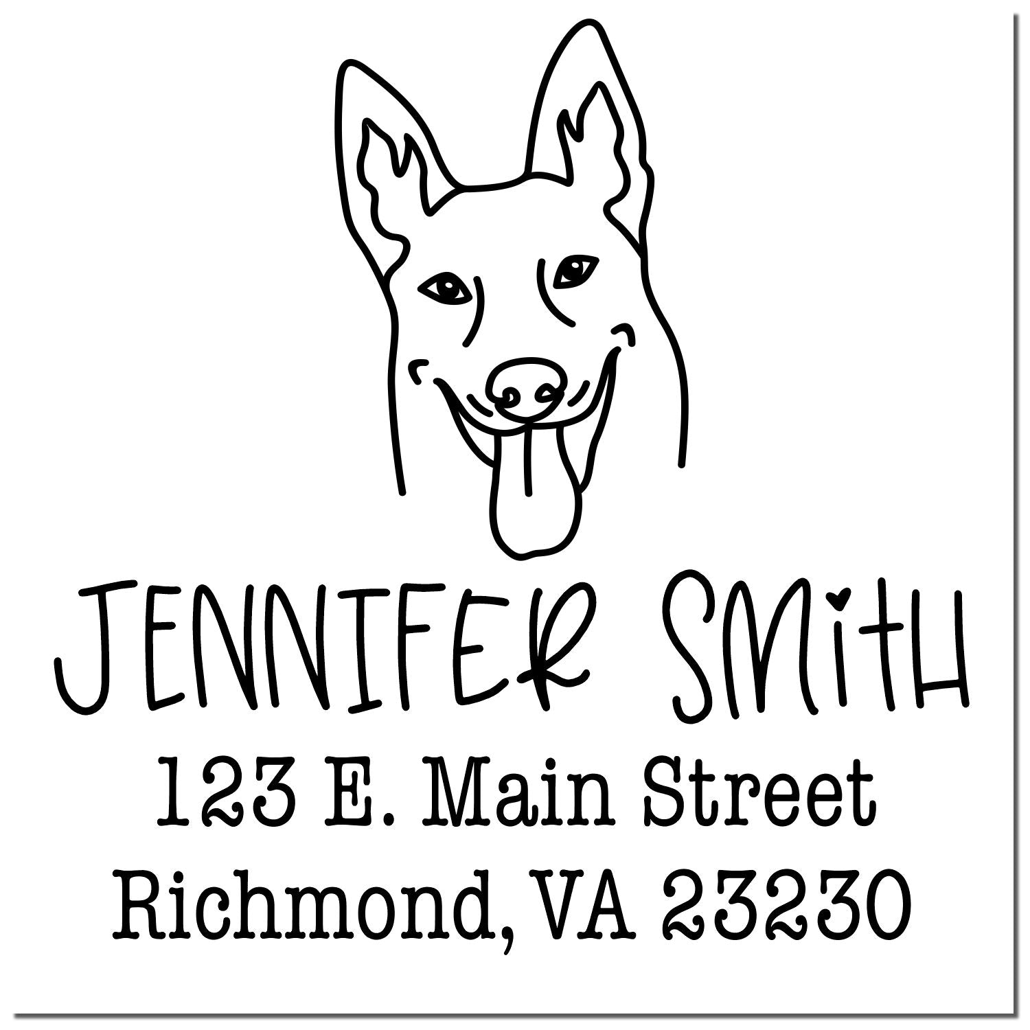 Wood Handle Belgian Malinois Custom Home Address Stamp