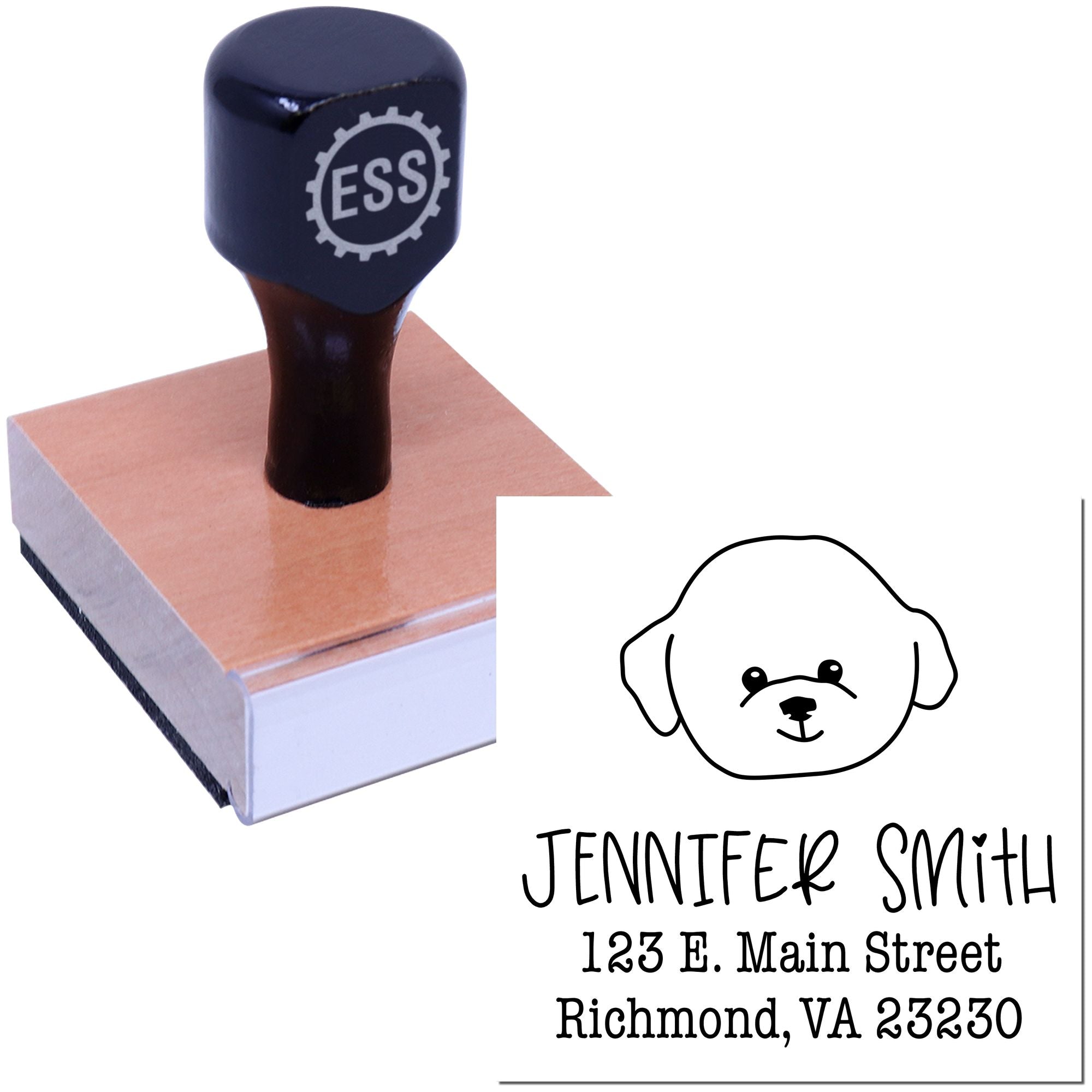 Wood Handle Bichon Custom Made Stamp