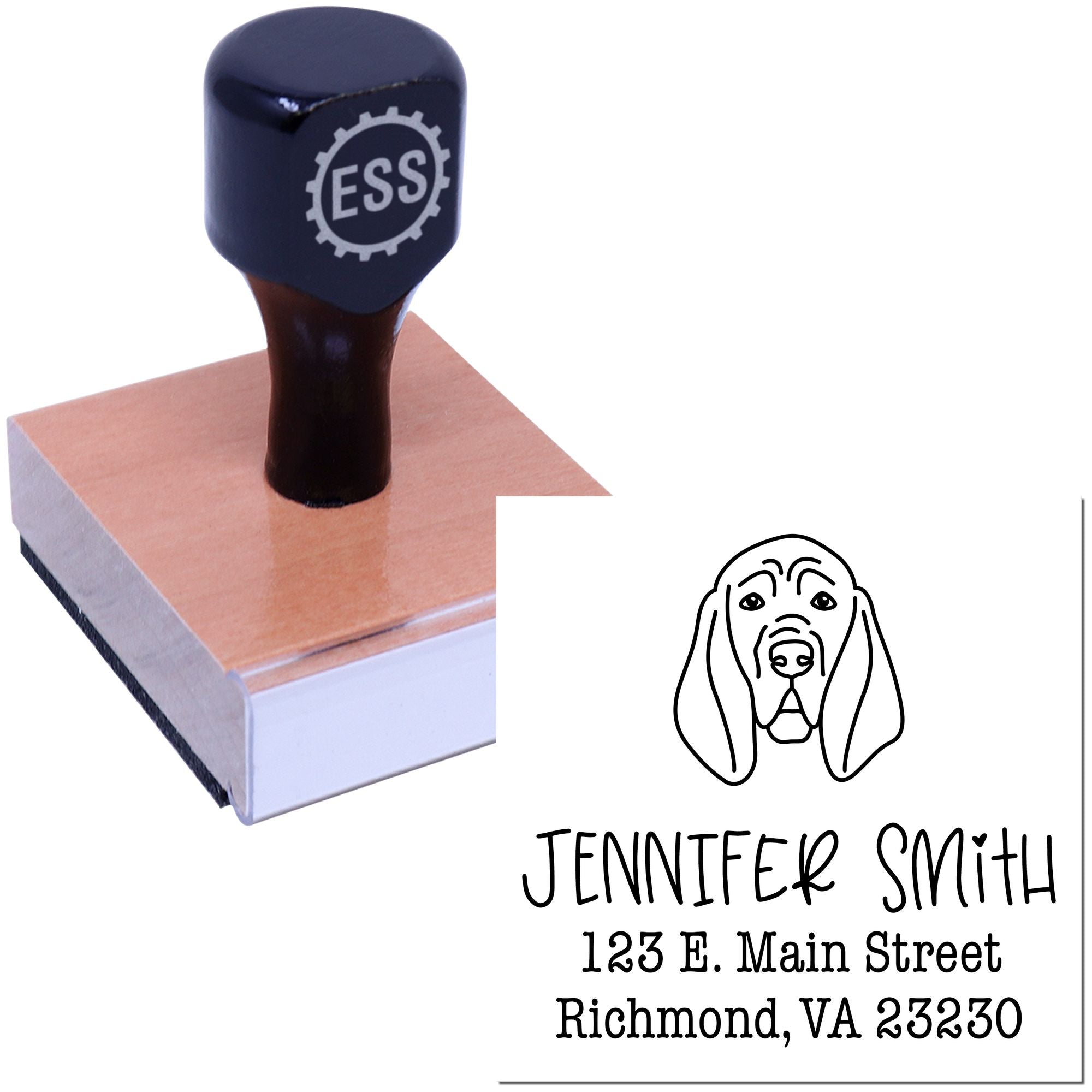 Wood Handle Blood Hound Custom Address Return Stamp for Envelopes