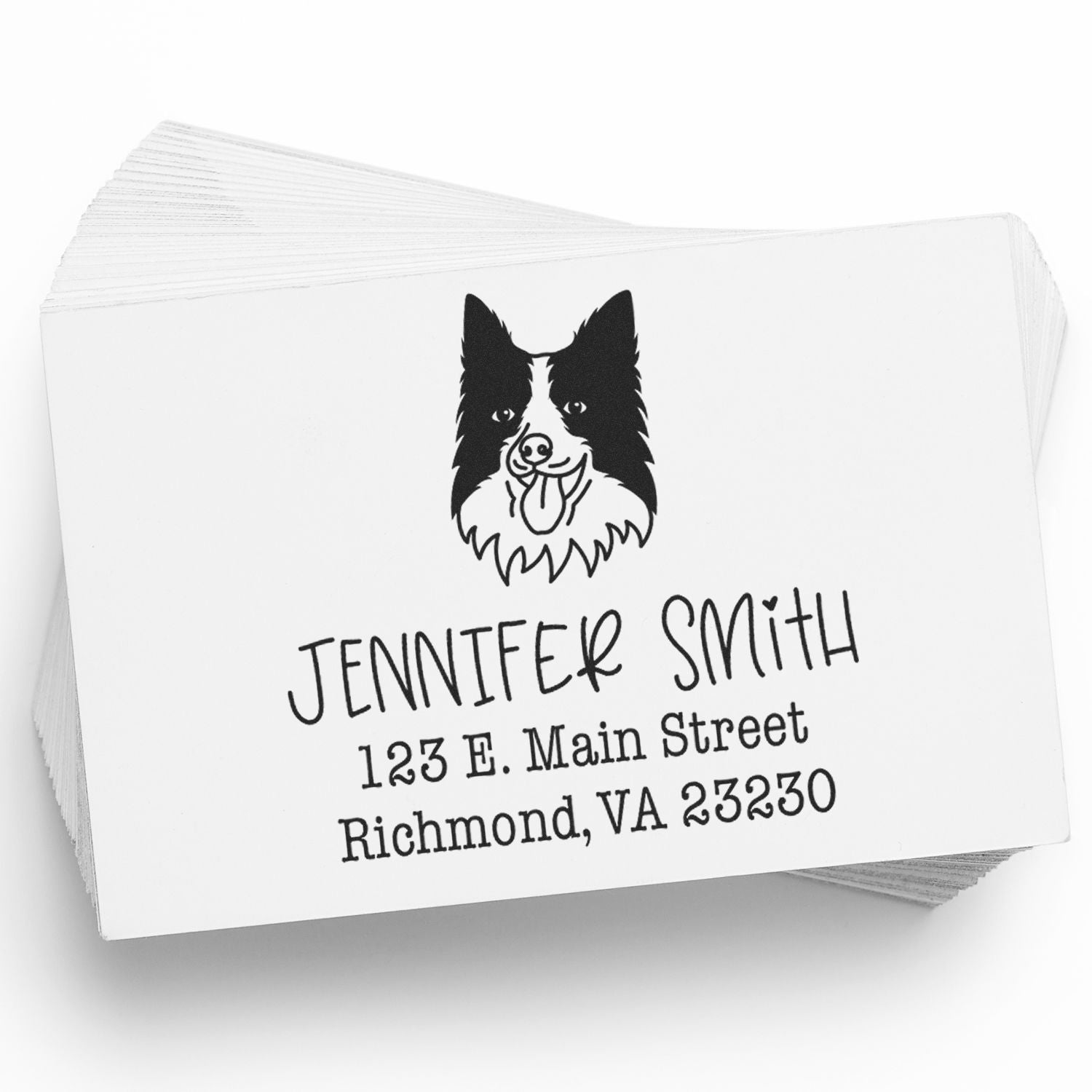 Wood Handle Border Collie Custom Address Return Stamp for Envelopes