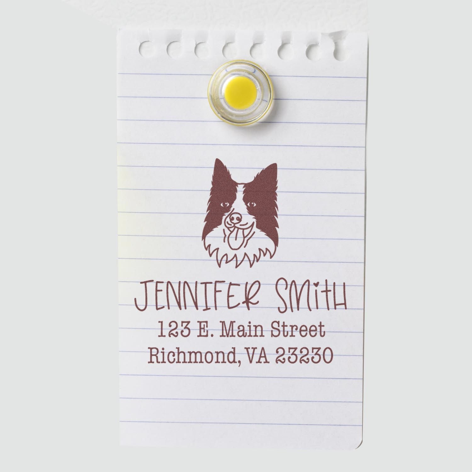 Wood Handle Border Collie Custom Address Return Stamp for Envelopes