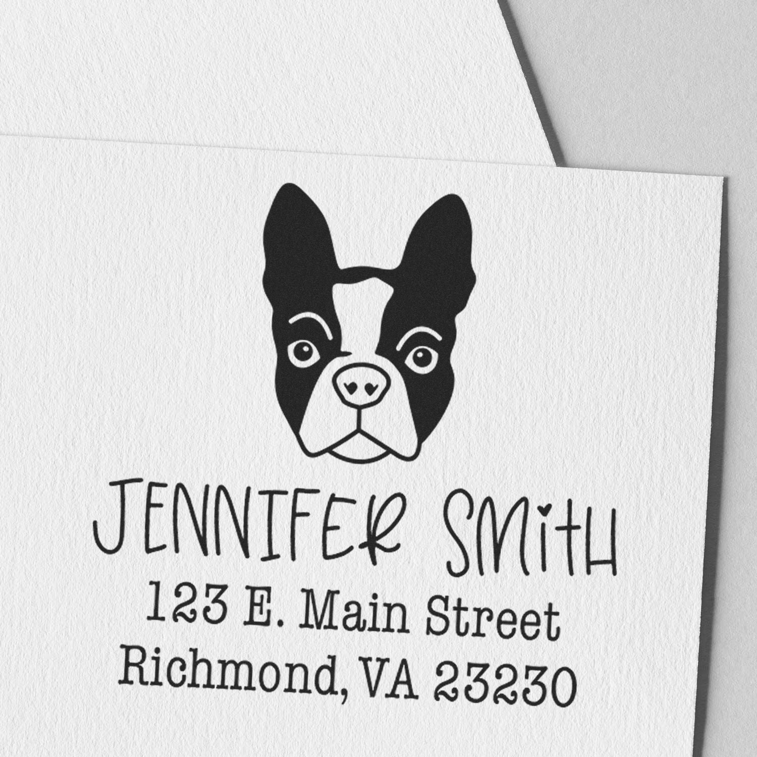 Self-Inking Boston Terrier Customizable Pet Address Stamp