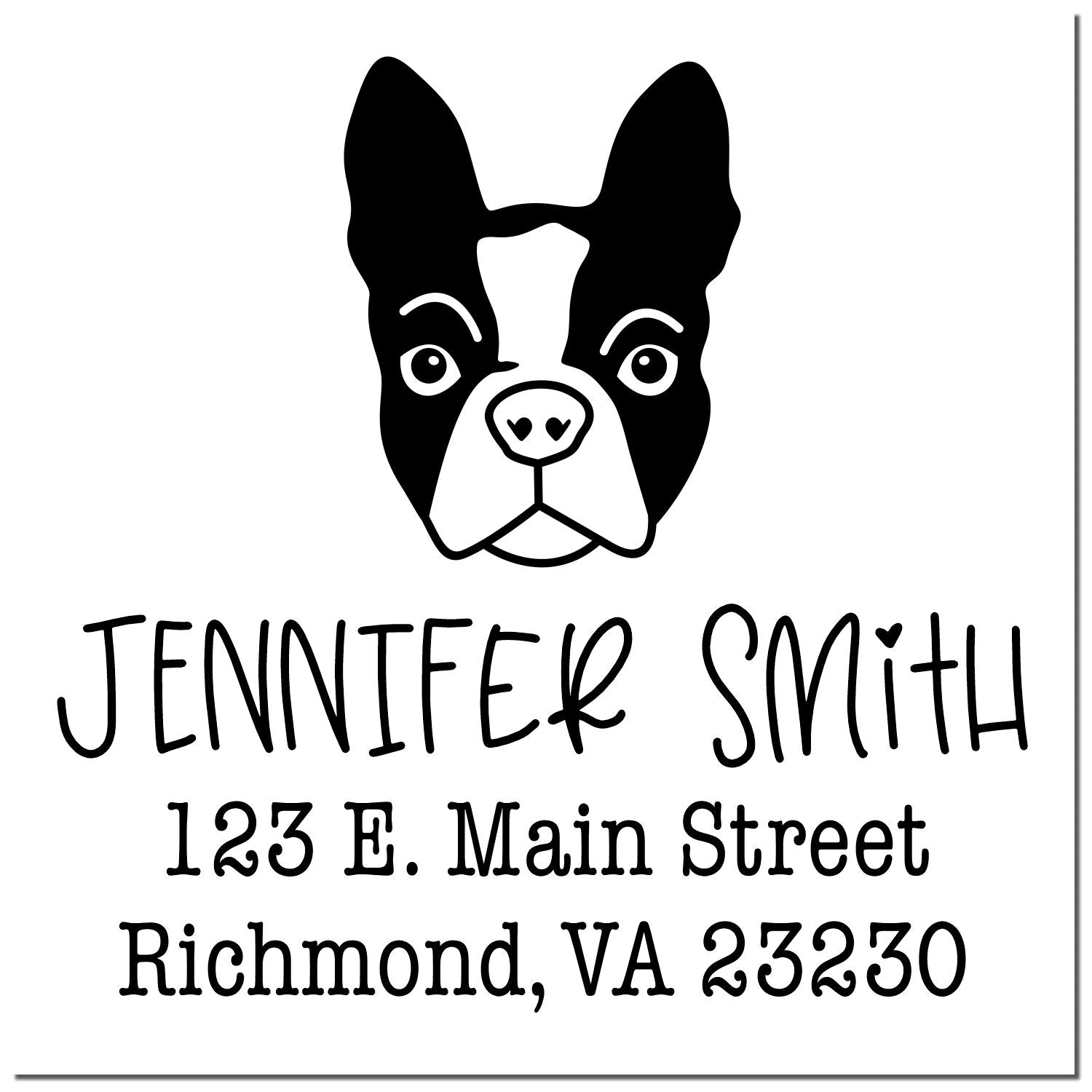 Wood Handle Boston Terrier Custom Address Return Stamper