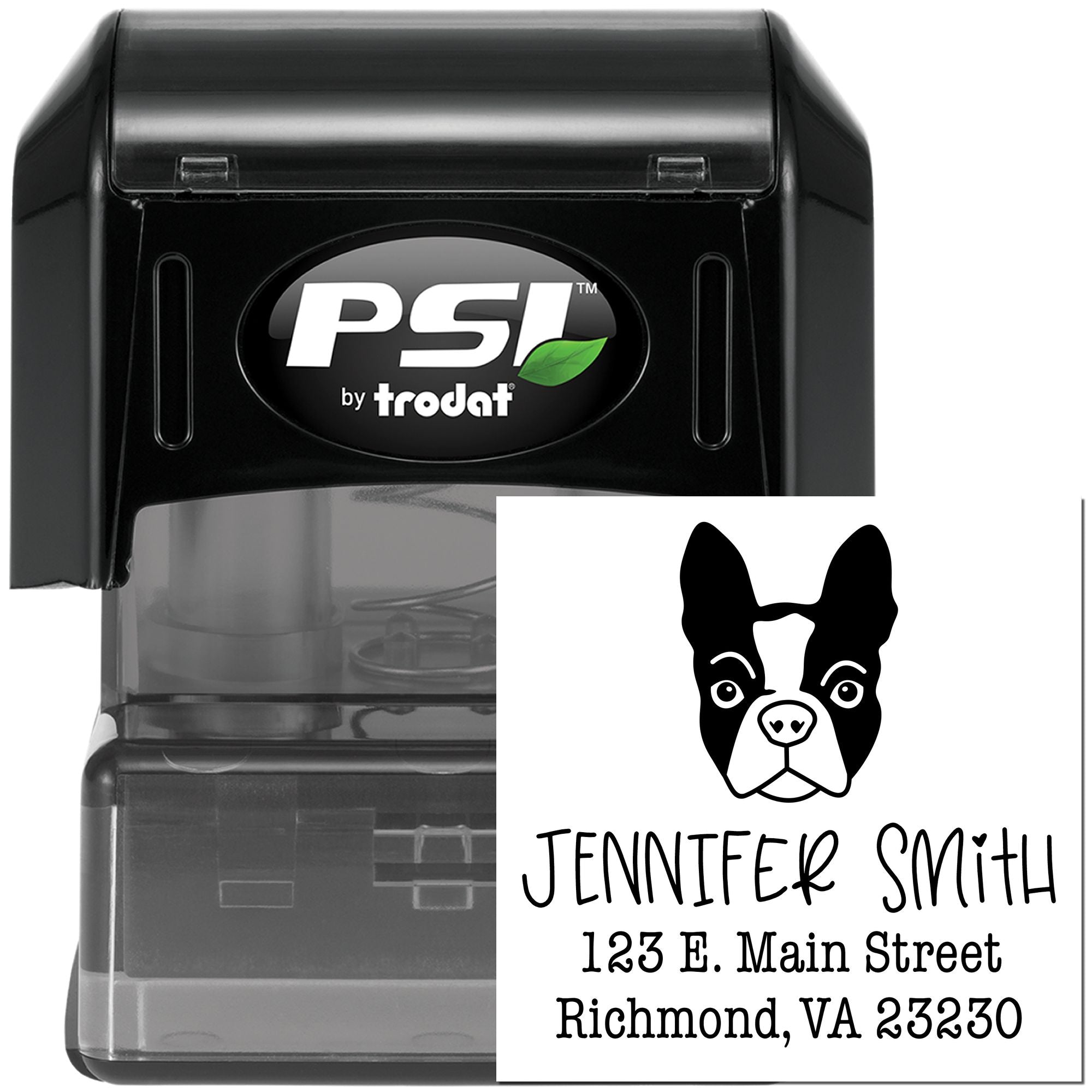 PSI Pre-Inked Boston Terrier Handcrafted Mail Rubber Stamp