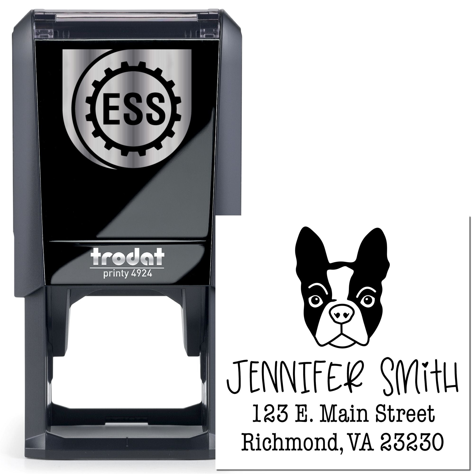 Self-Inking Boston Terrier Customizable Pet Address Stamp