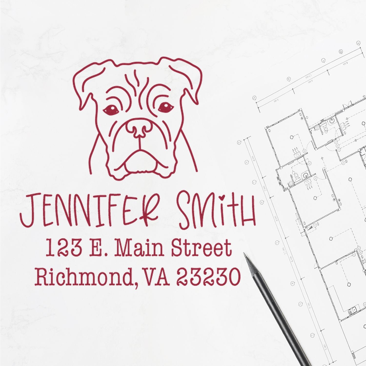 Slim Pre-Inked Boxer Personalizable New Home Address Rubber Stamp