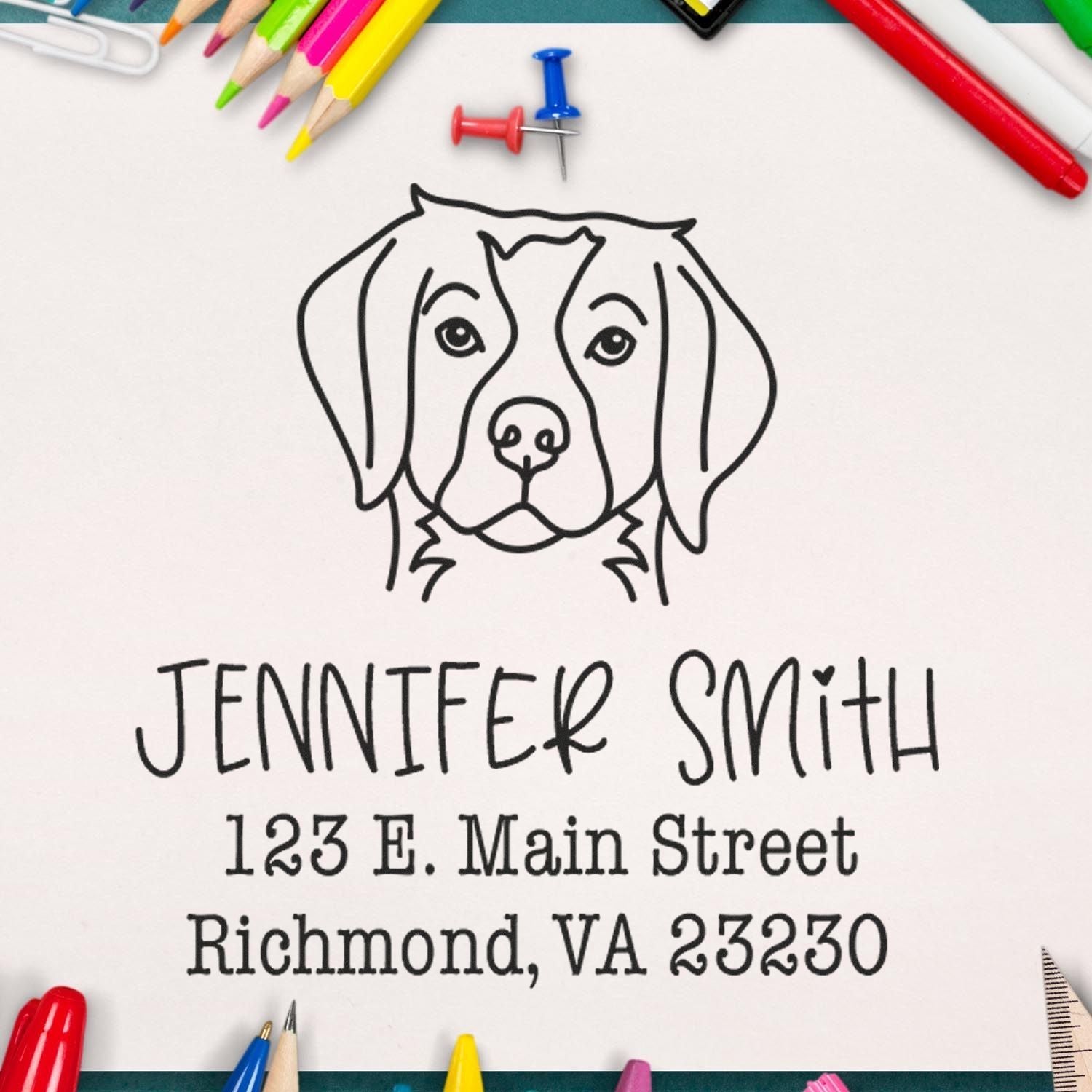 Self-Inking Brittany Spaniel Customizable Pet Address Stamper