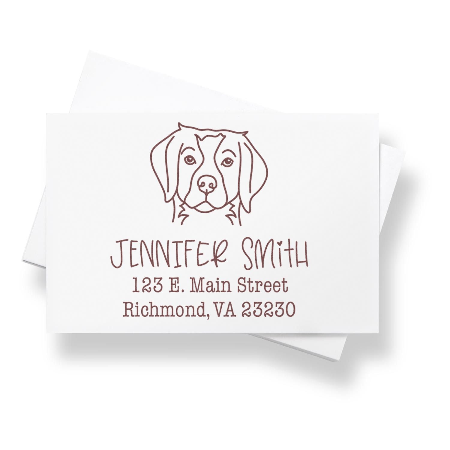 Wood Handle Brittany Spaniel Custom Address Rubber Stamp