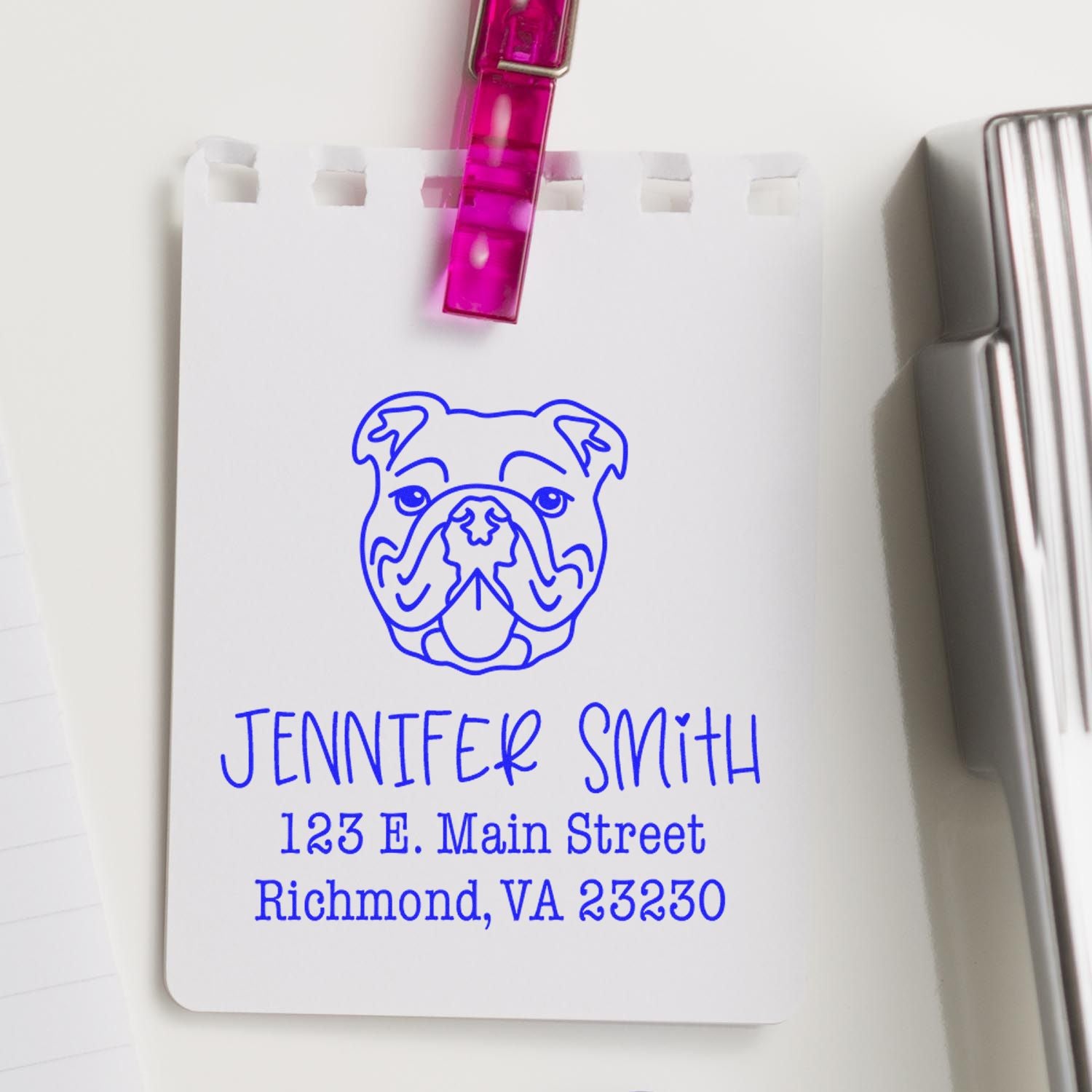 Wood Handle Bulldog Custom Address Rubber Stamp