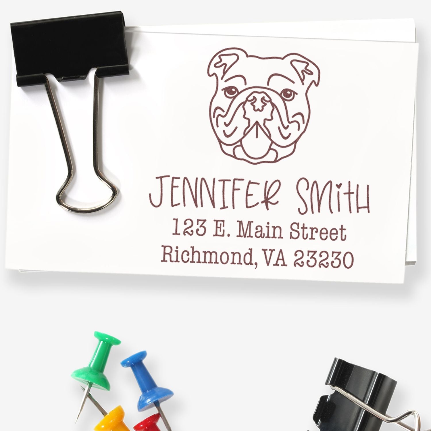 Wood Handle Bulldog Custom Address Rubber Stamp