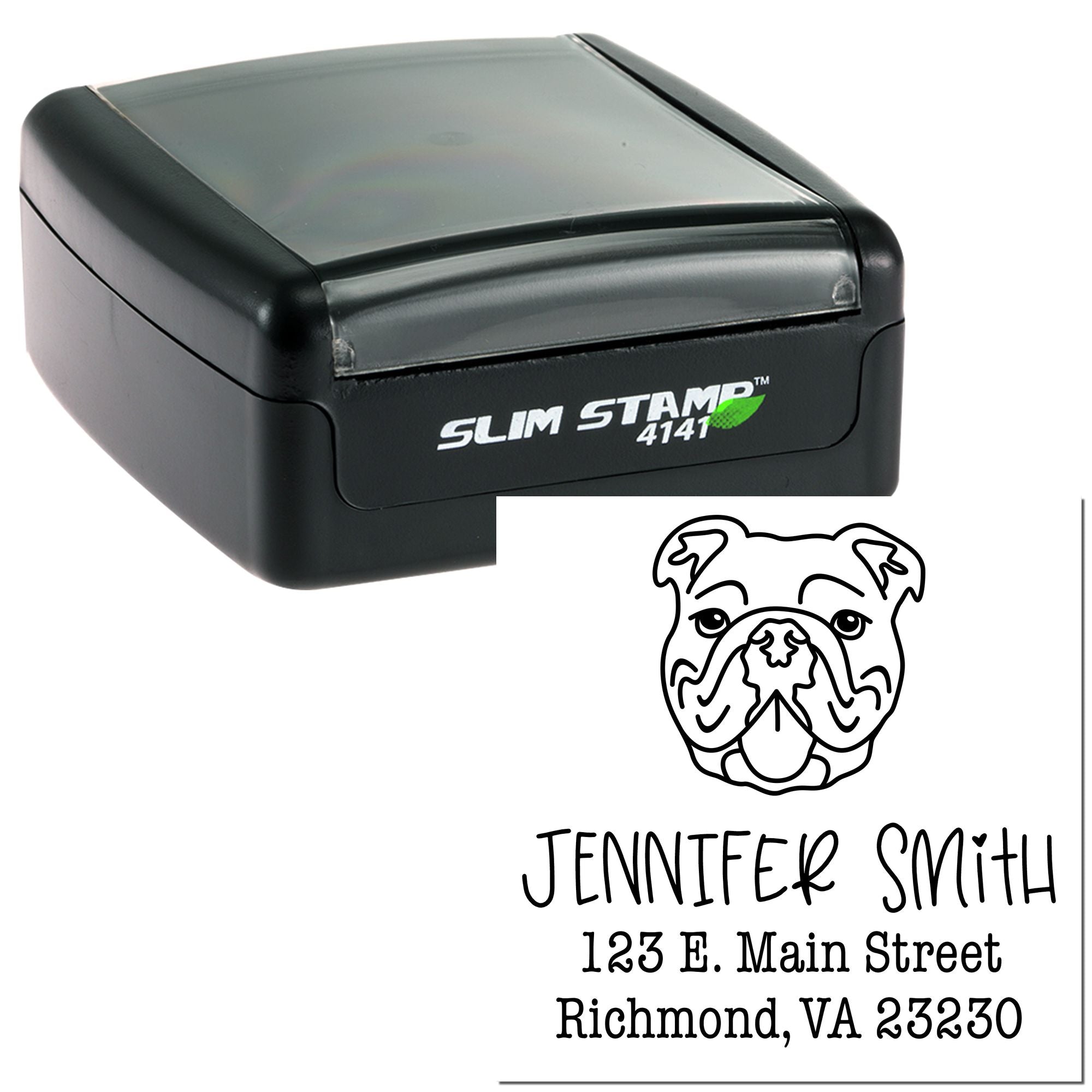 Slim Pre-Inked Bulldog Personalizable New Home Address Stamper