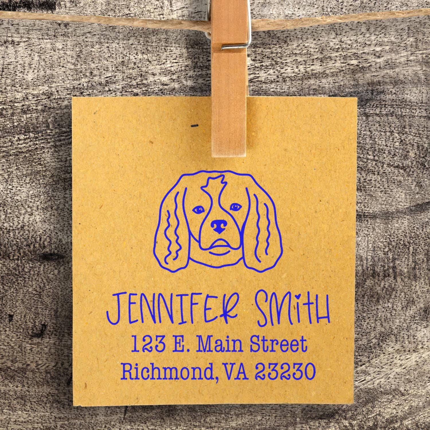 Wood Handle Cavalier King Charles Custom Address Stamp