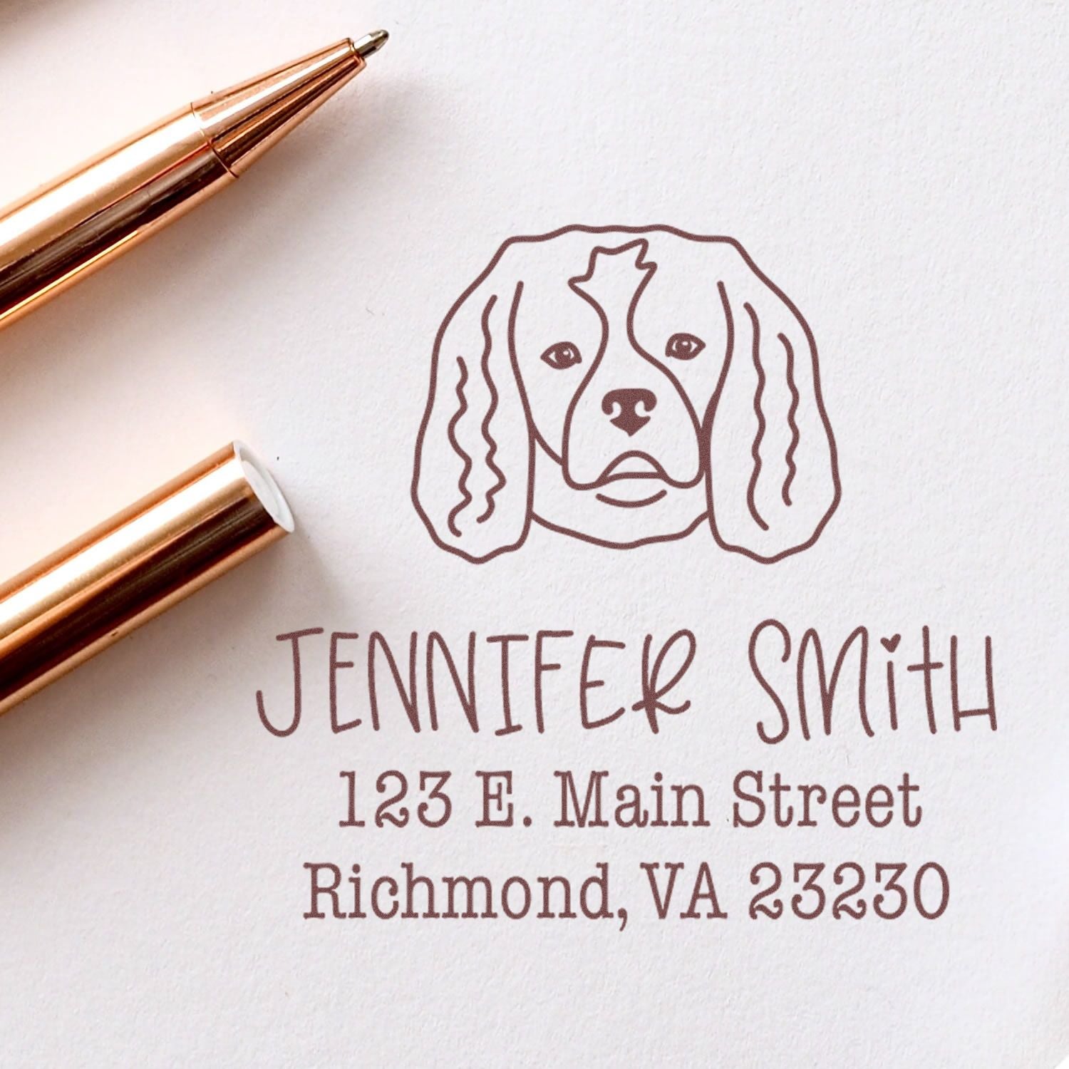 Slim Pre-Inked Cavalier King Charles Personalizable Pet Address Rubber Stamp
