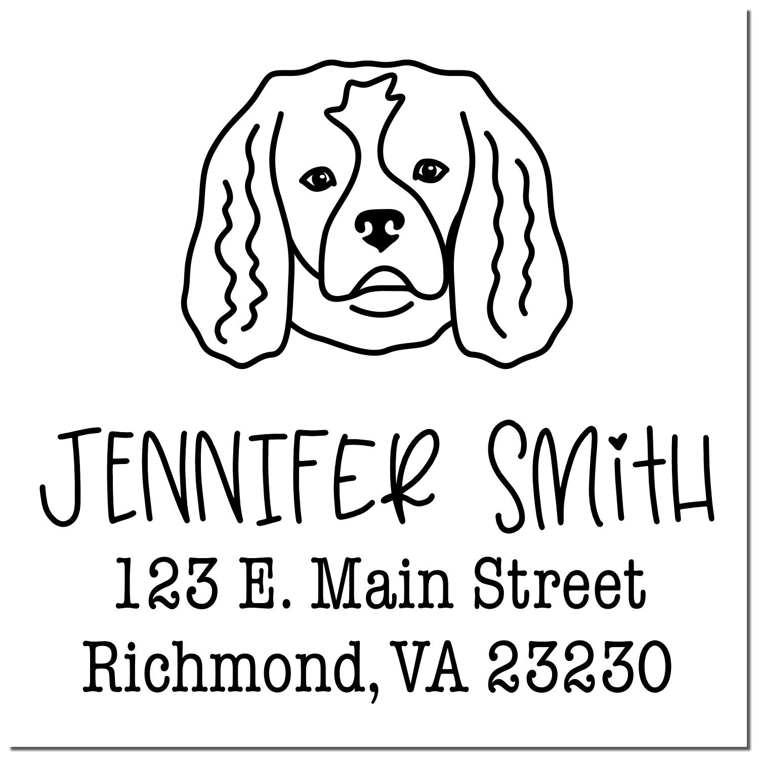 Wood Handle Cavalier King Charles Custom Address Stamp