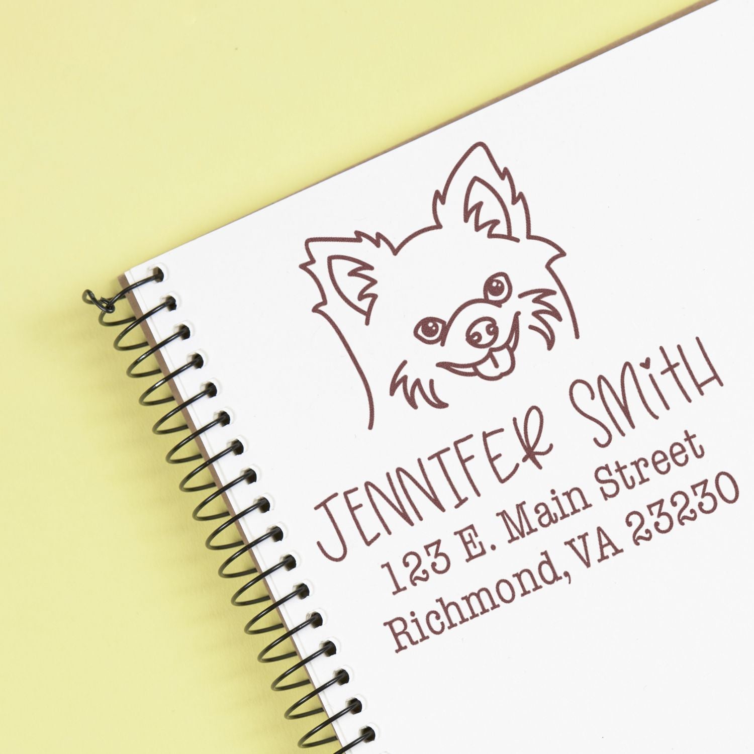 Wood Handle Chihuahua Custom Address Stamp