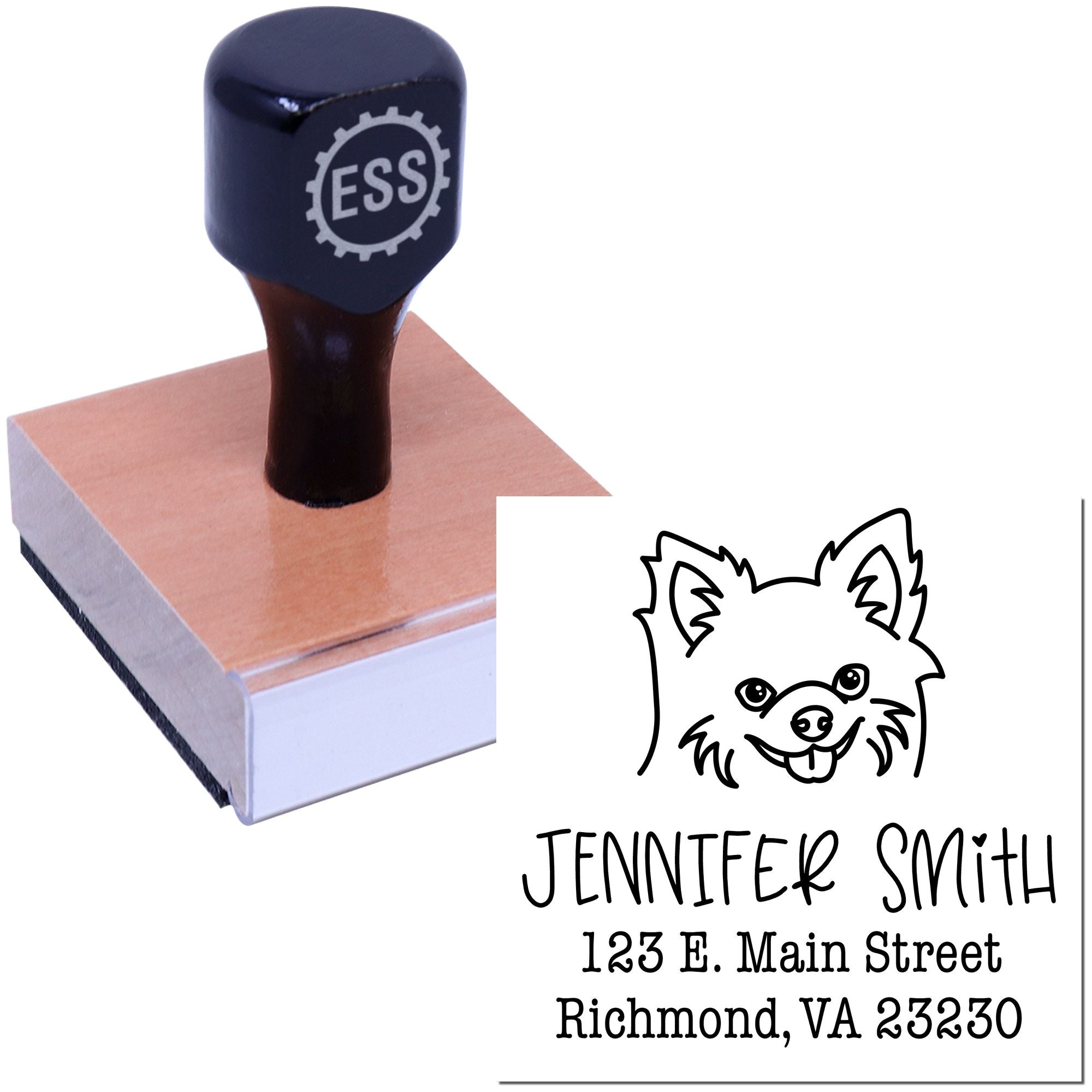 Wood Handle Chihuahua Custom Address Stamp