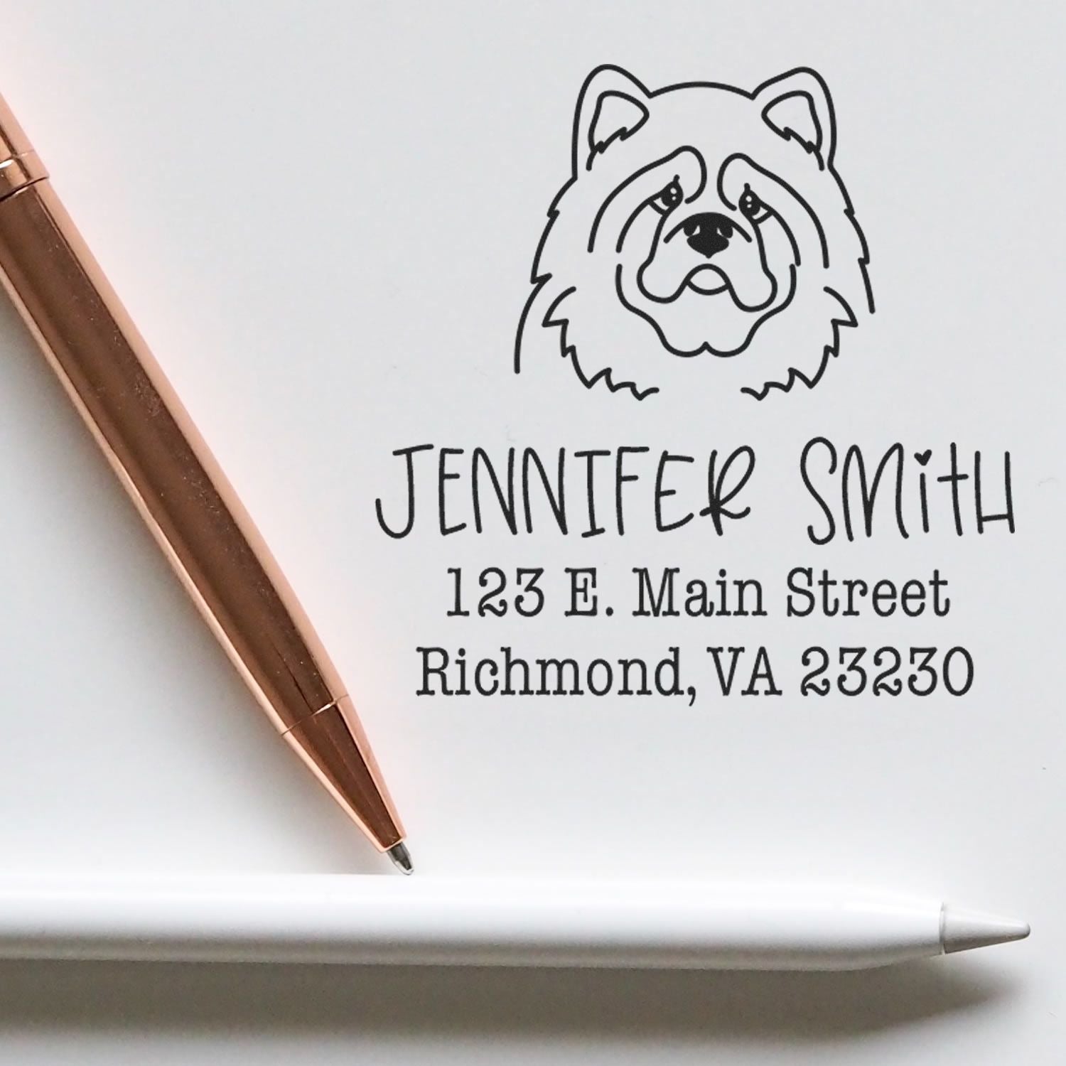 Wood Handle Chow Custom Address Stamp for Envelopes