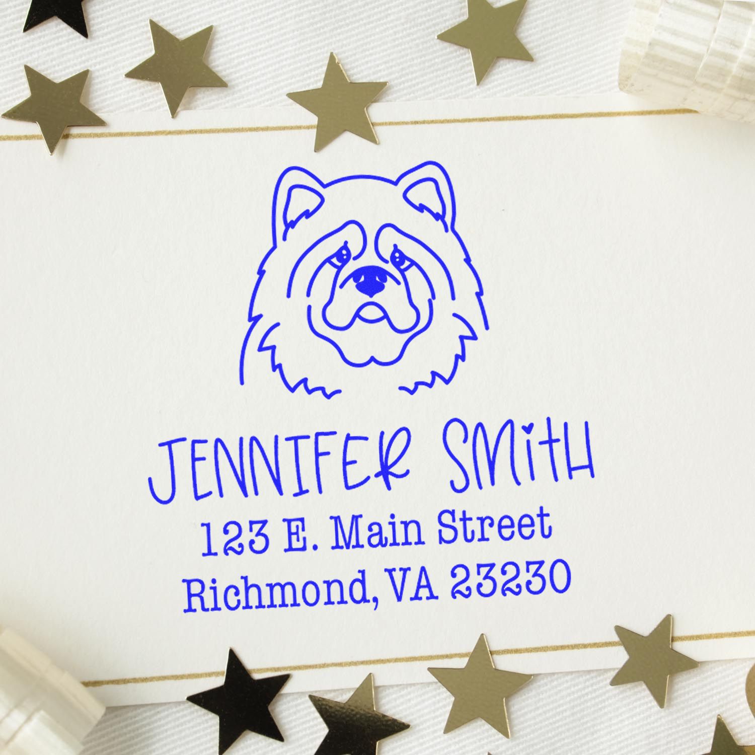Slim Pre-Inked Chow Personalizable Pet Address Stamper
