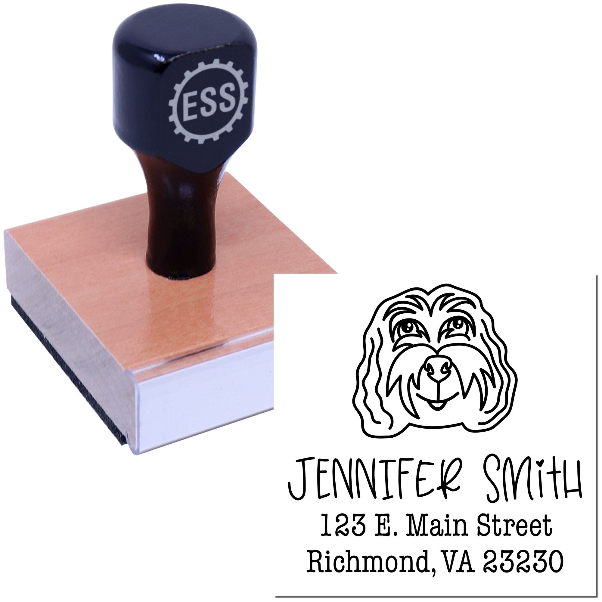 Wood Handle Cockapoo Custom Address Stamp for Envelopes