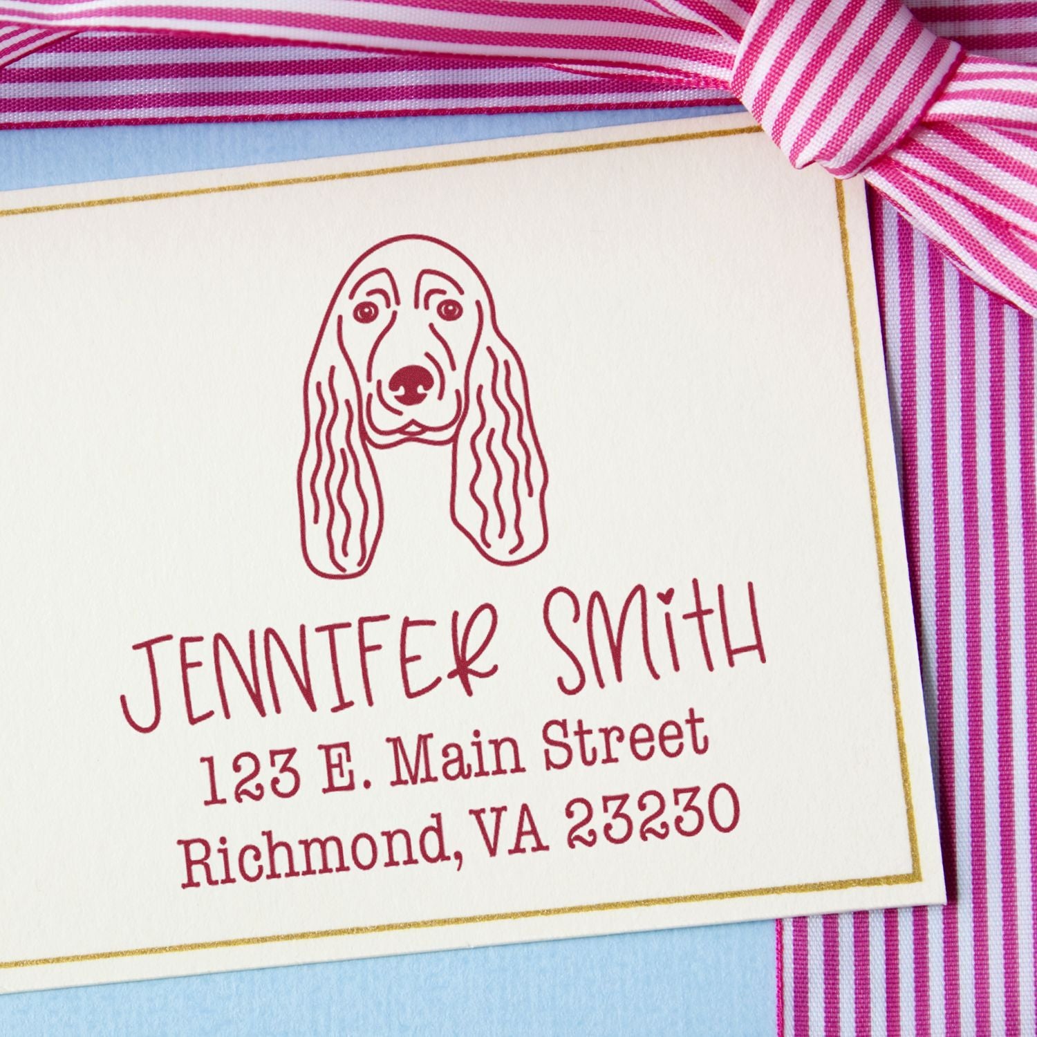 Wood Handle Cocker Spaniel Custom Address Stamp for Envelopes