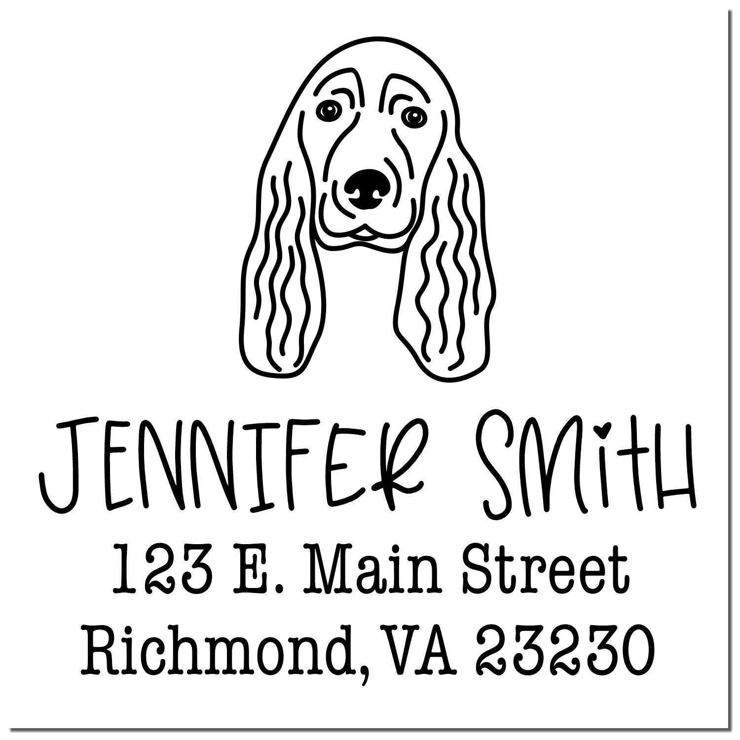 Slim Pre-Inked Cocker Spaniel Personalizable Refillable Address Stamp
