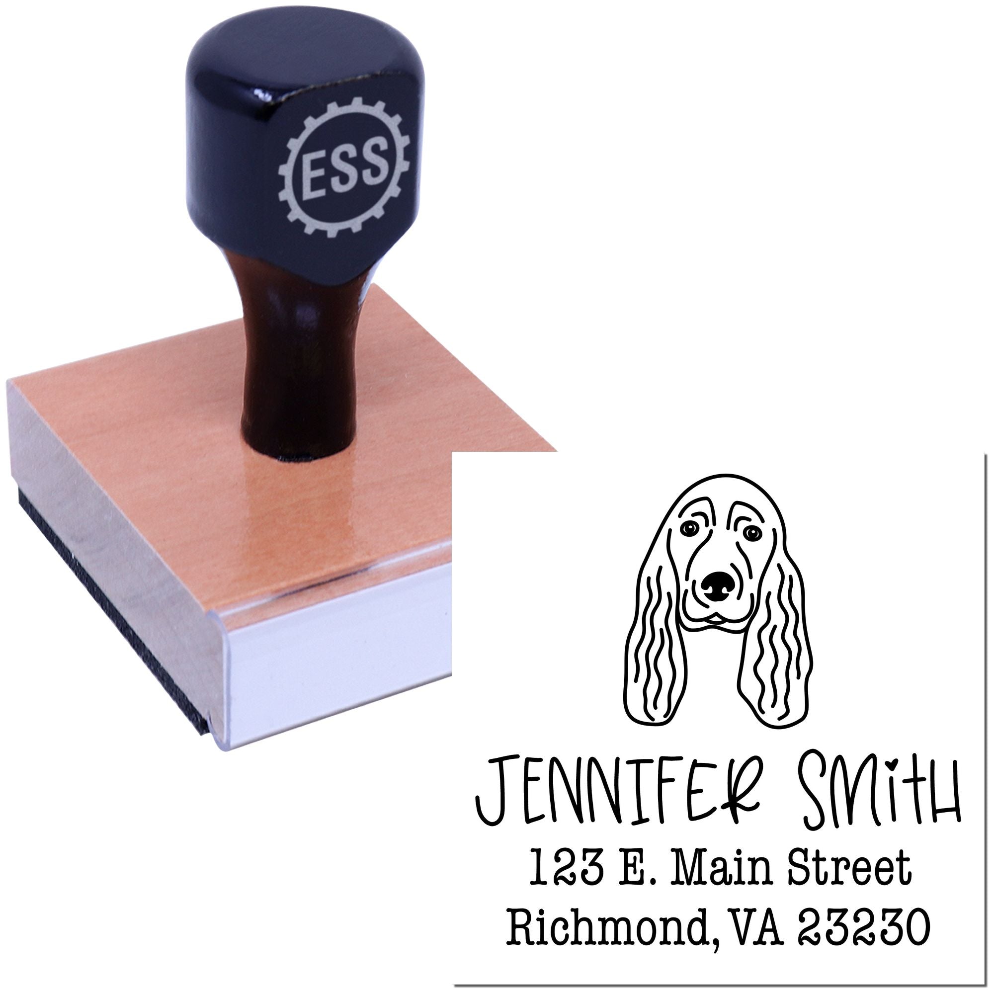 Wood Handle Cocker Spaniel Custom Address Stamp for Envelopes