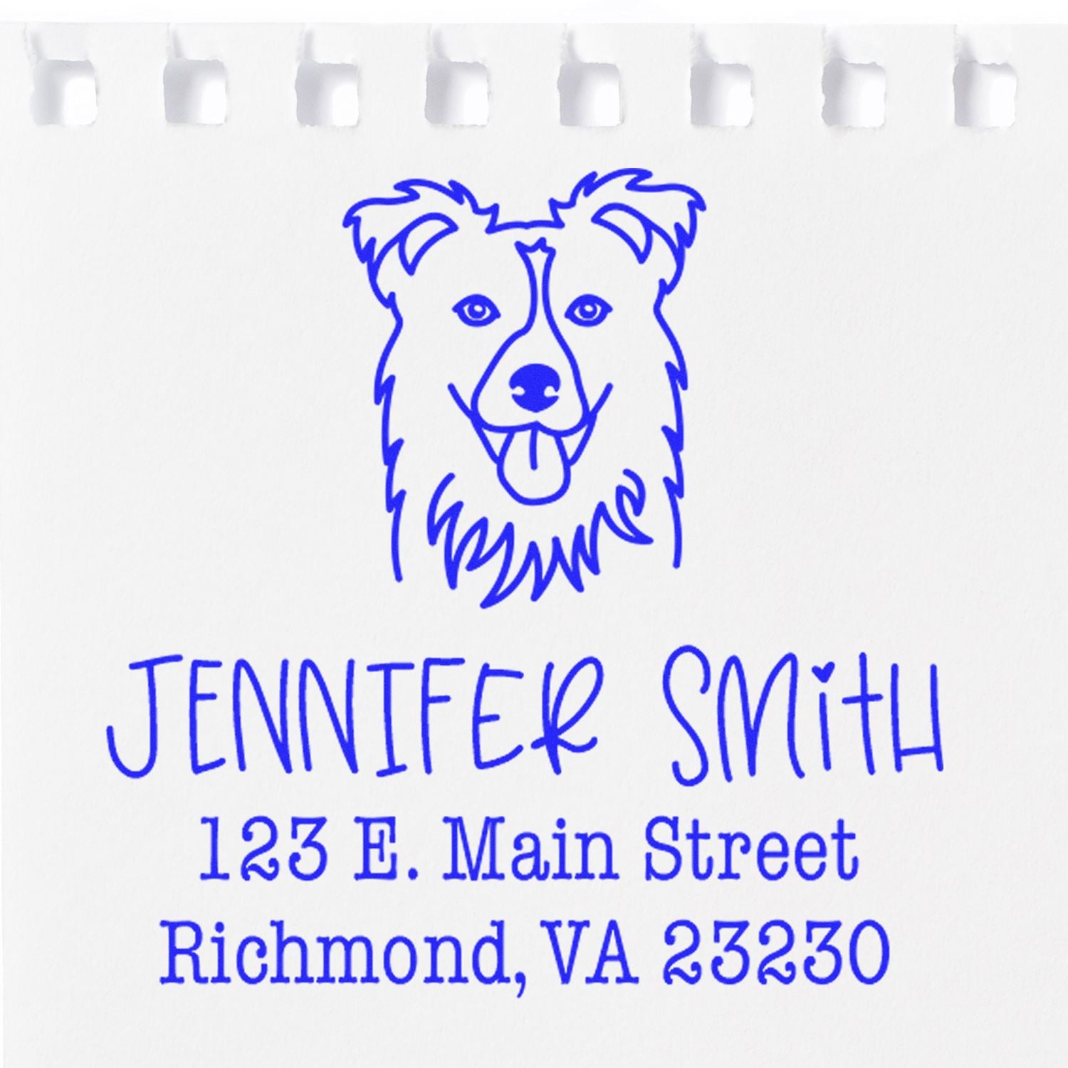 Slim Pre-Inked Collie Personalizable Refillable Address Stamp for Envelopes