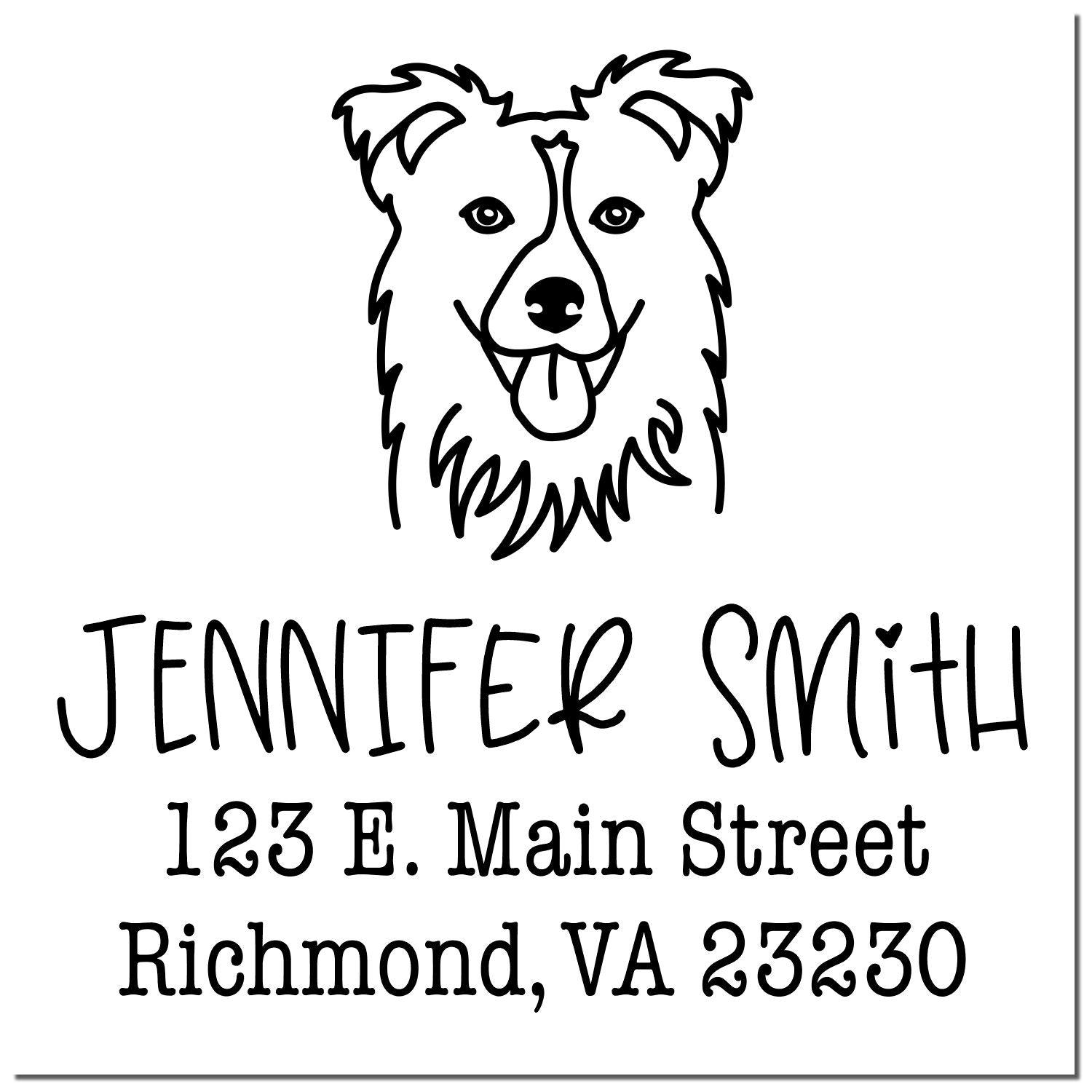 Slim Pre-Inked Collie Personalizable Refillable Address Stamp for Envelopes