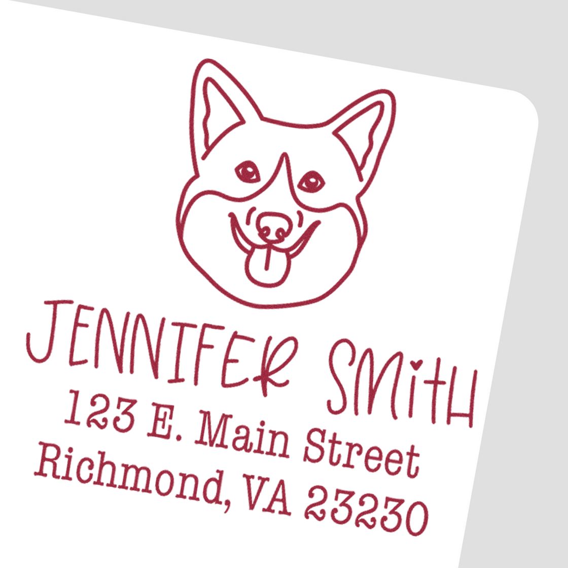 Wood Handle Corgi Custom Address Stamper