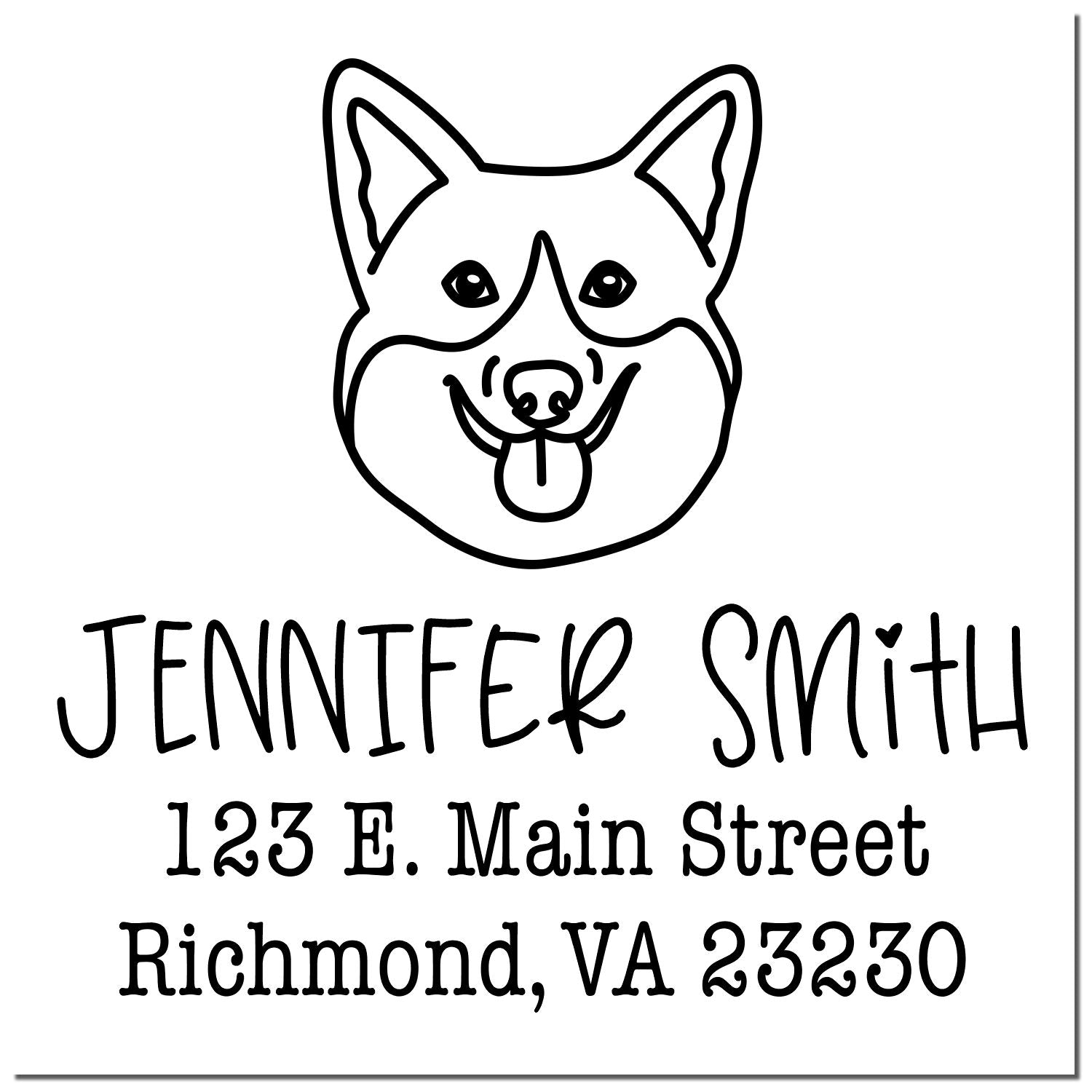 Wood Handle Corgi Custom Address Stamper