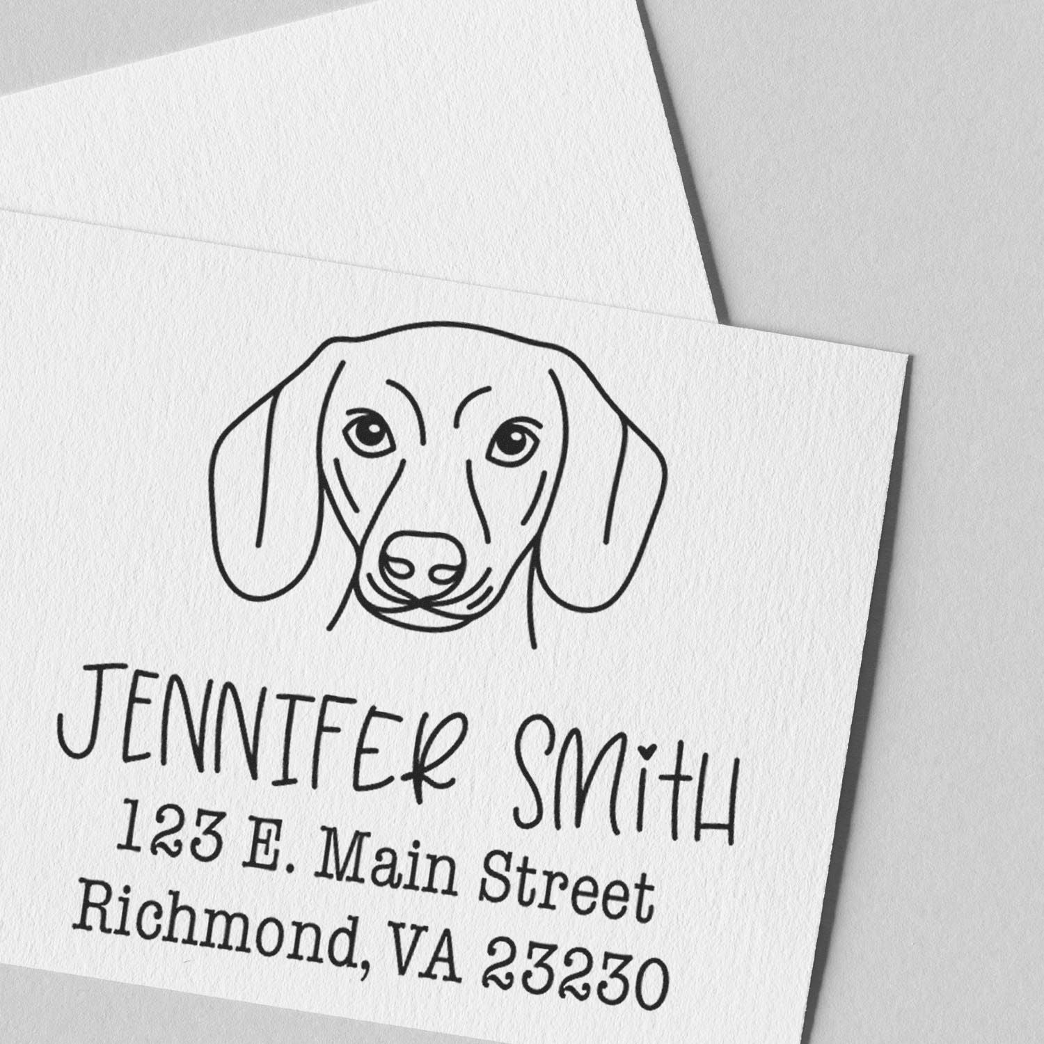 Wood Handle Dachshund Custom Address Stamper