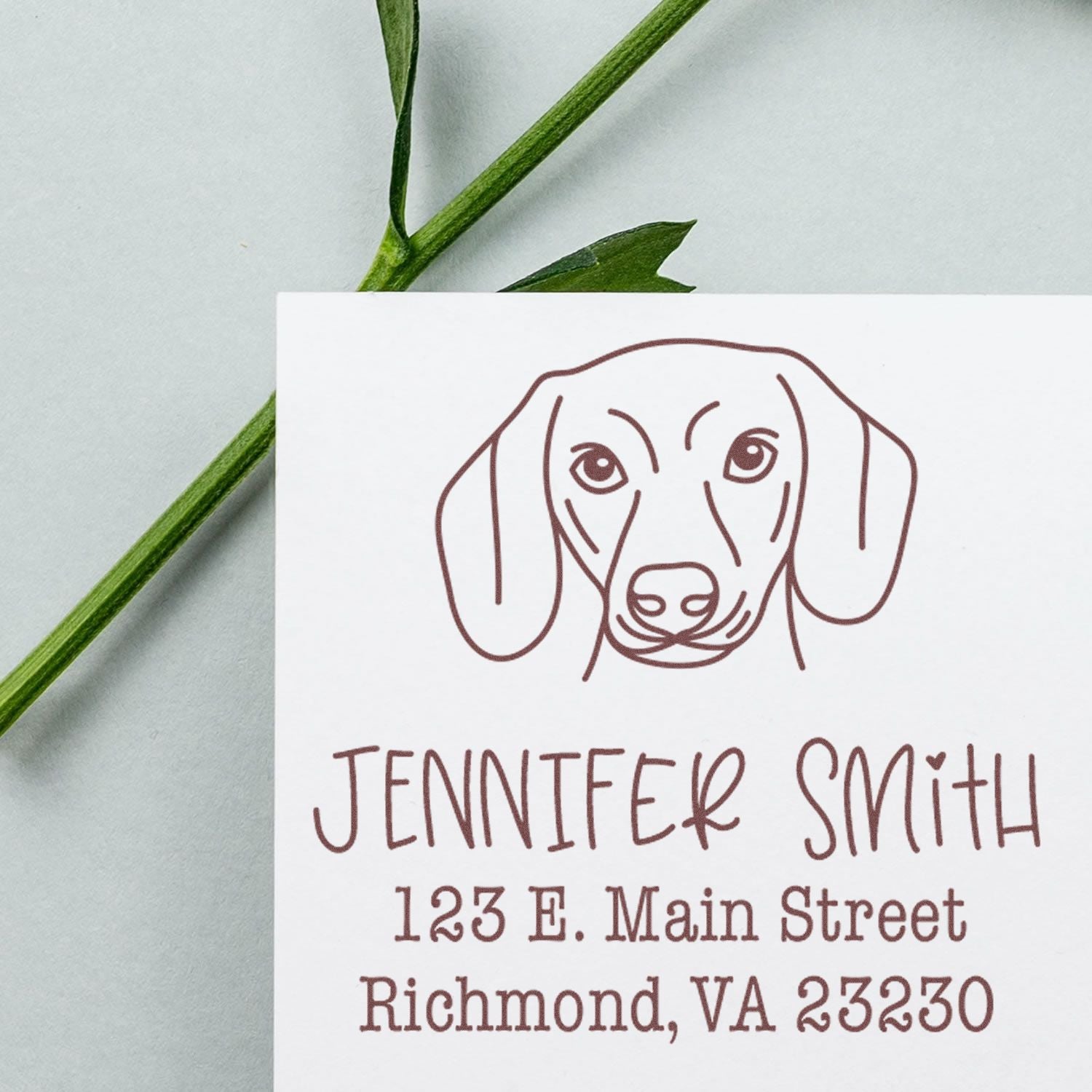 Wood Handle Dachshund Custom Address Stamper